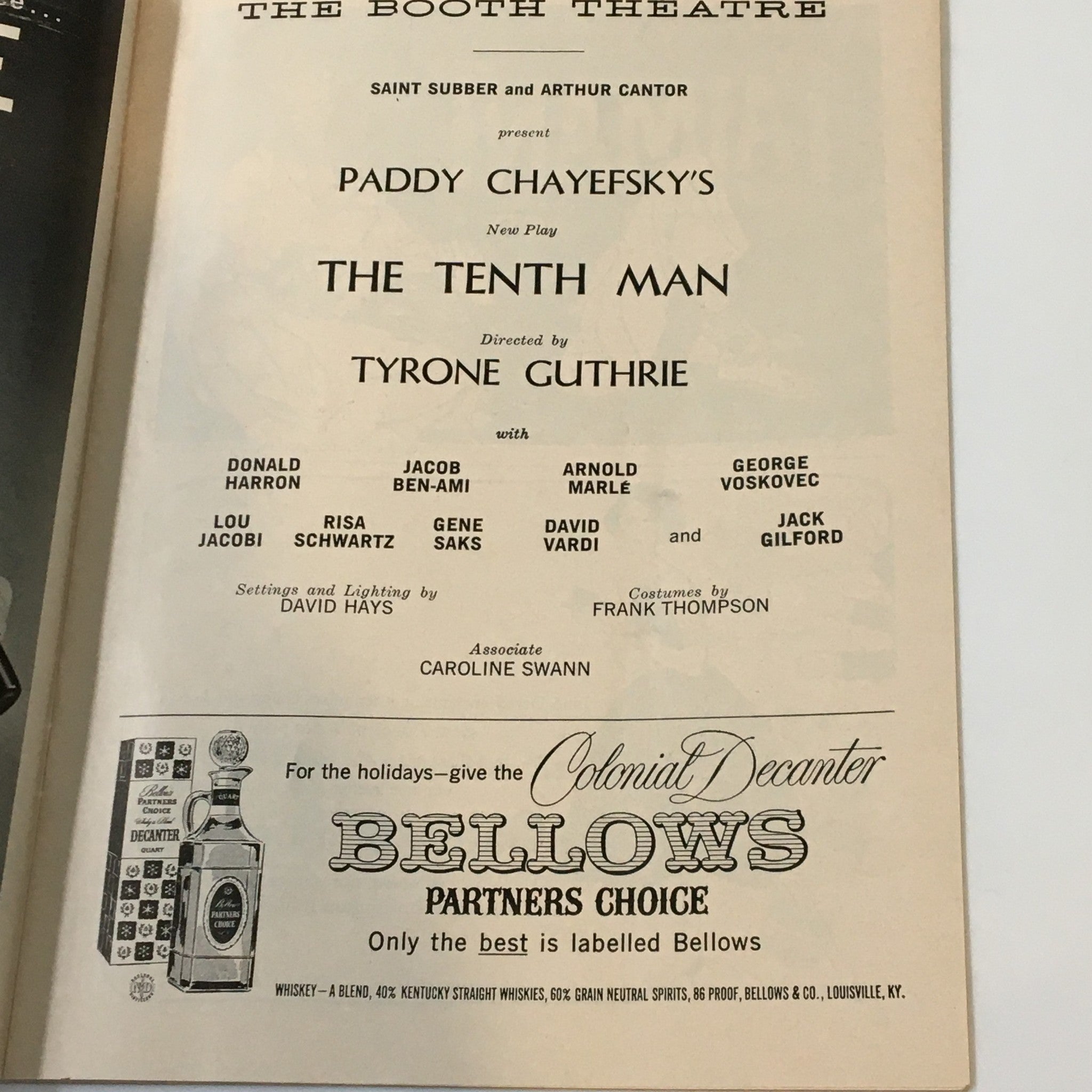 1959 Playbill The Booth Theatre The Tenth Man by Tyrone Guthrie