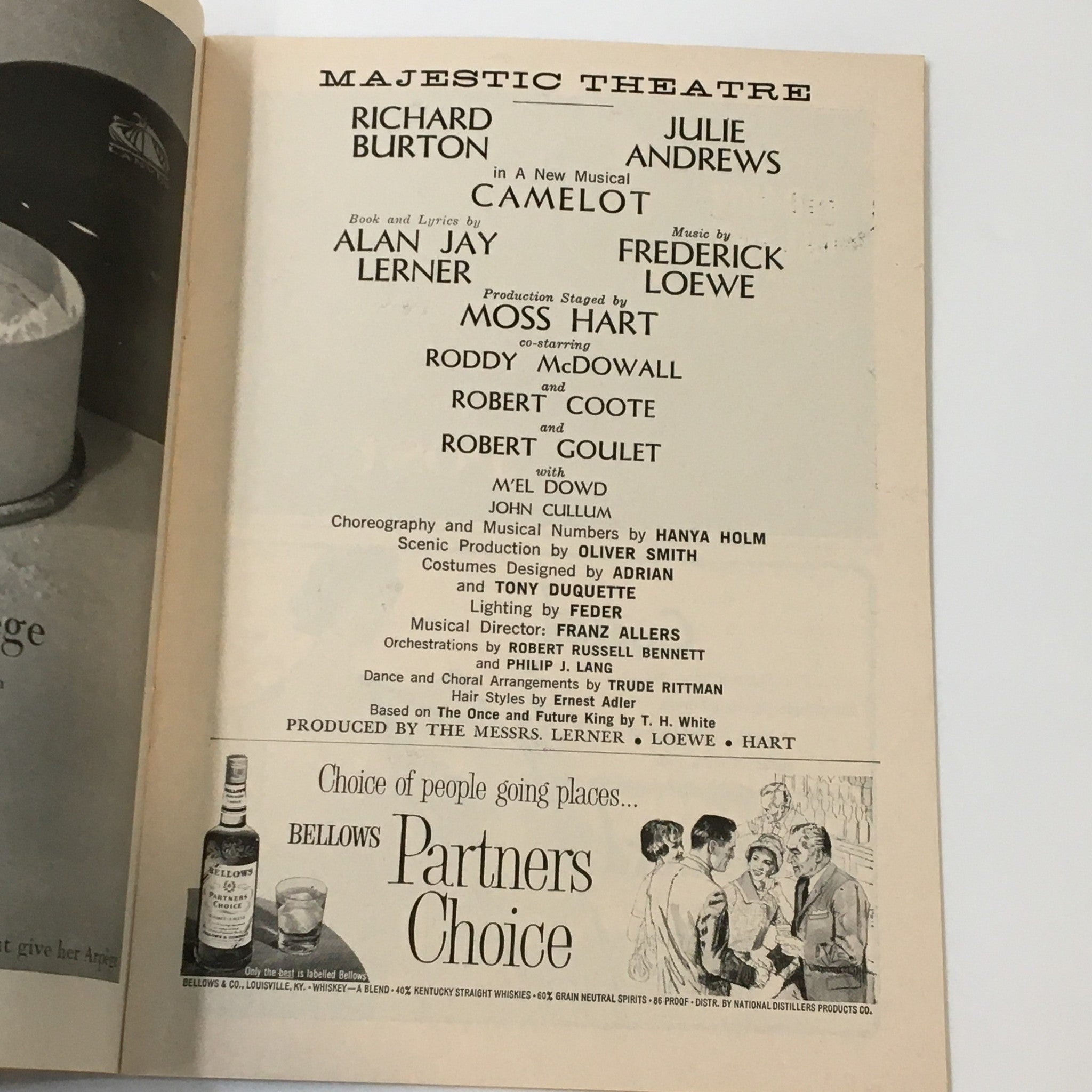 1961 Playbill Majestic Theatre Richard Burton and Julie Andrews in Camelot