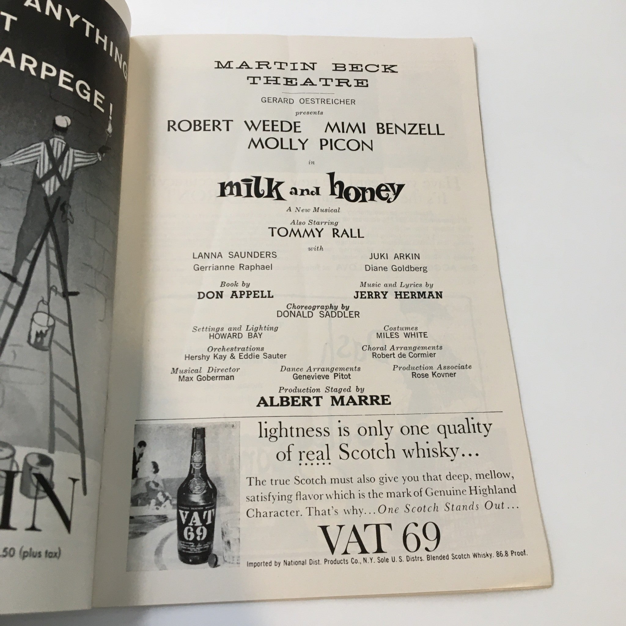 1962 Playbill Martin Beck Theatre Robert Weede and Molly Picon in Milk and Honey