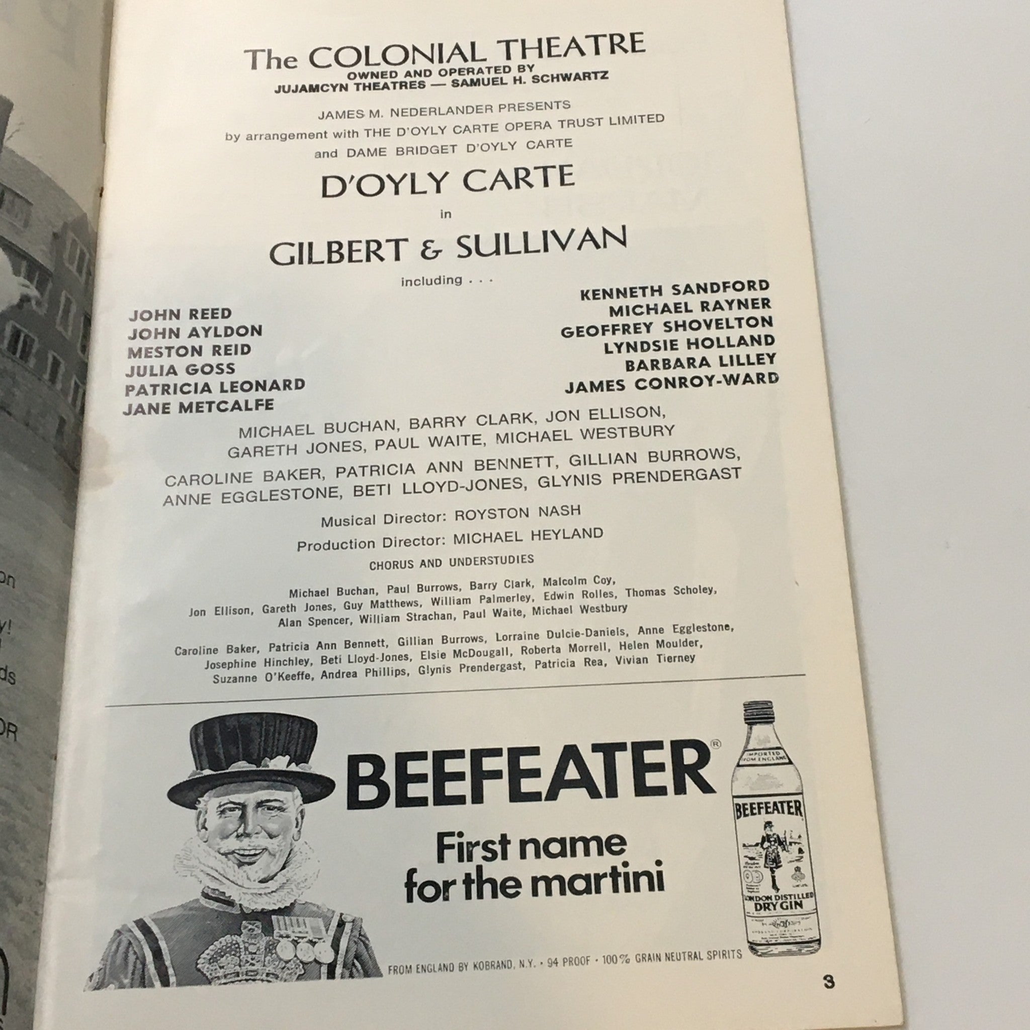 1976 Playbill The Colonial Theatre D'Oyle Carte in Gilbert & Sullivan