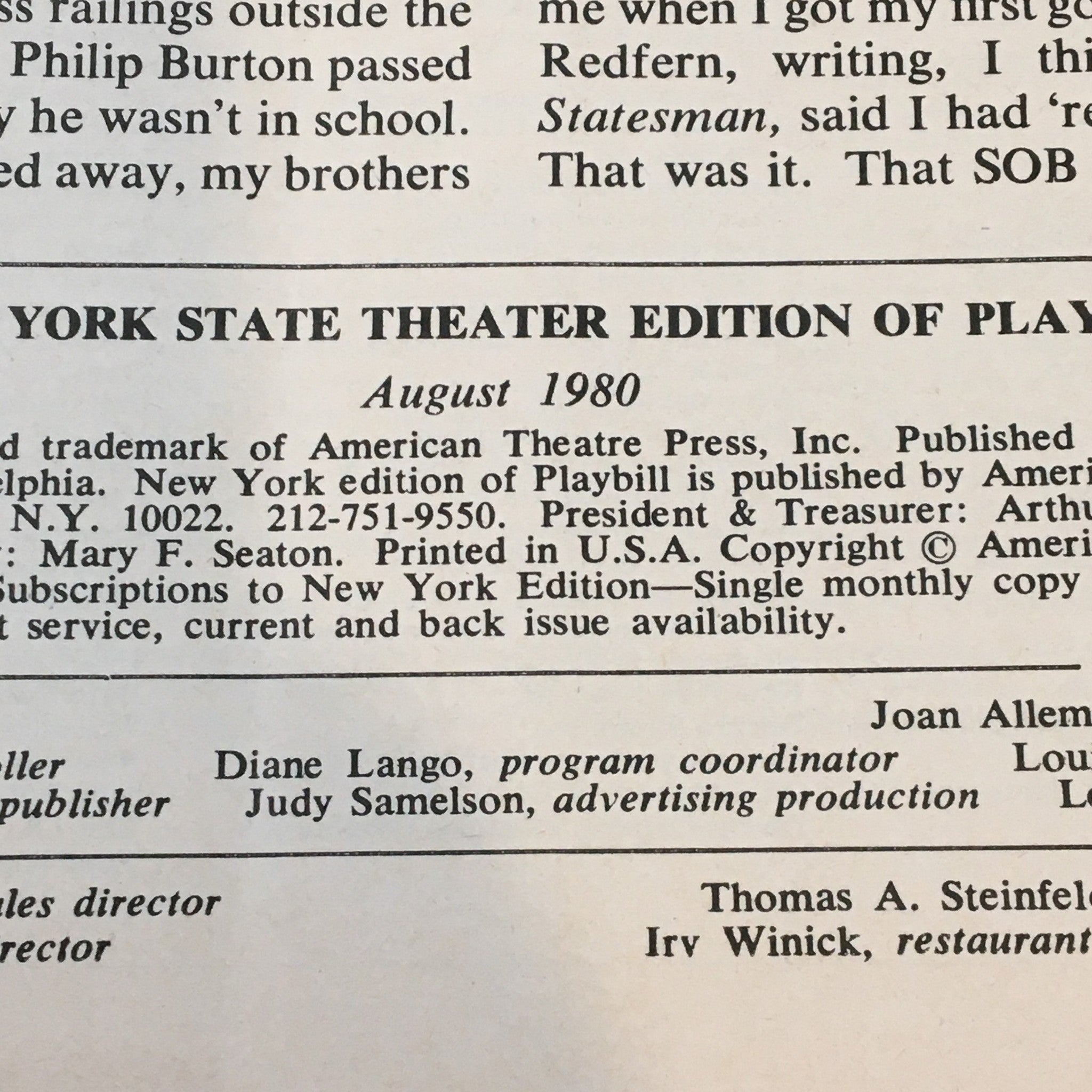 1980 Summer at the State Theater Richard Burton in Lerner & Loewe's Camelot