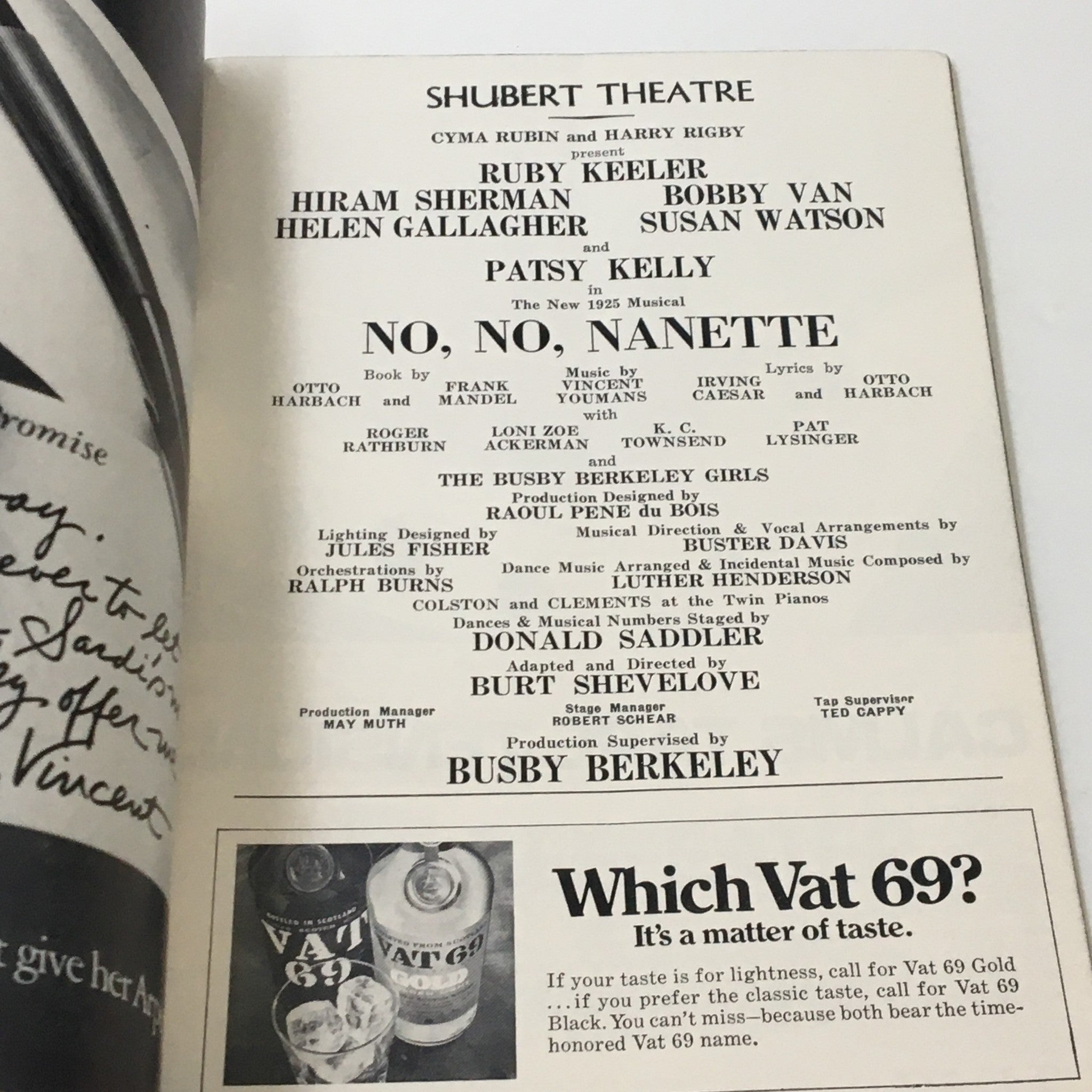 1970 Playbill Shubert Theatre 1925 Musical No, No, Nanette by Busby Berkeley