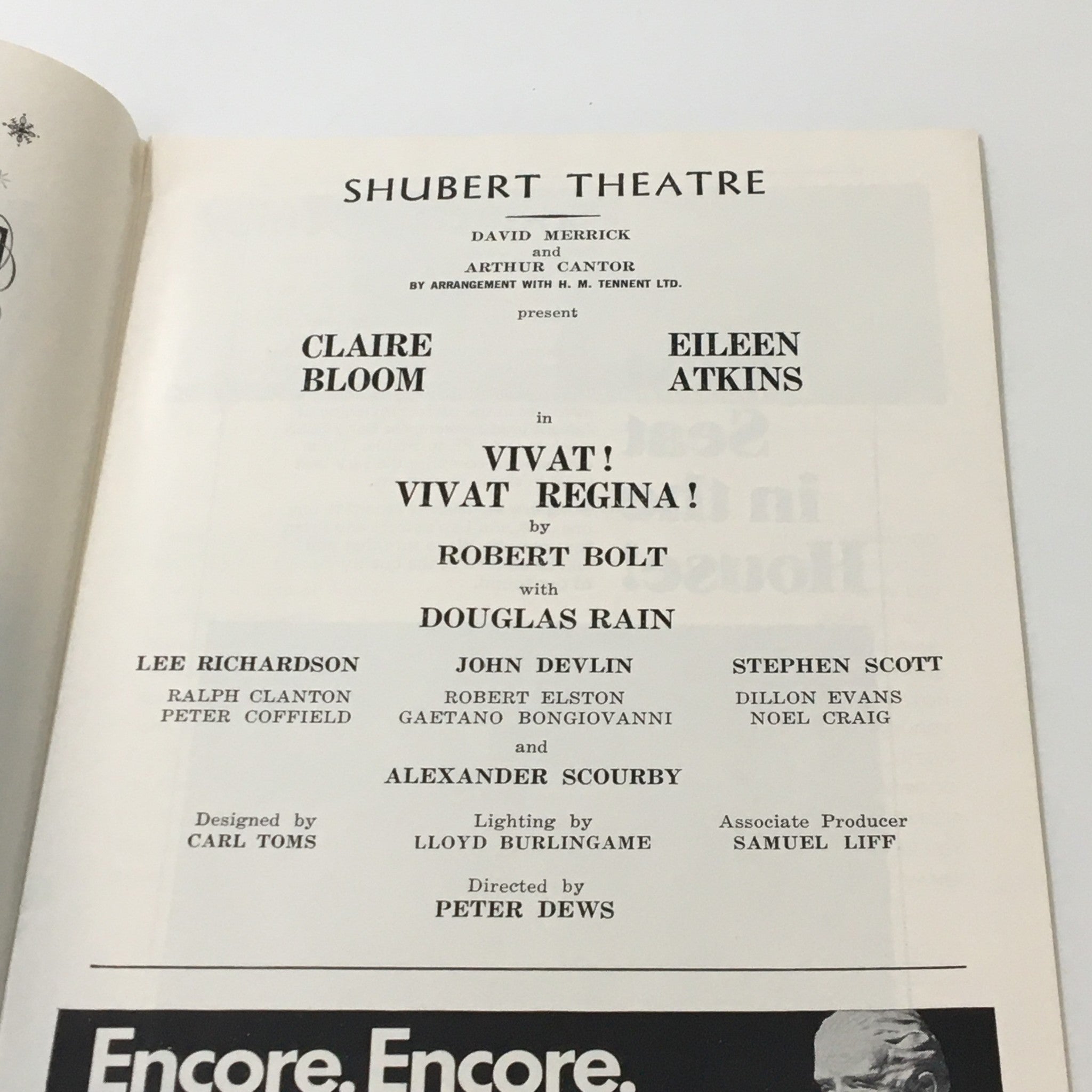 1972 Playbill Shubert Theatre Claire Bloom in Vivat Vivat Regina by Robert Bolt