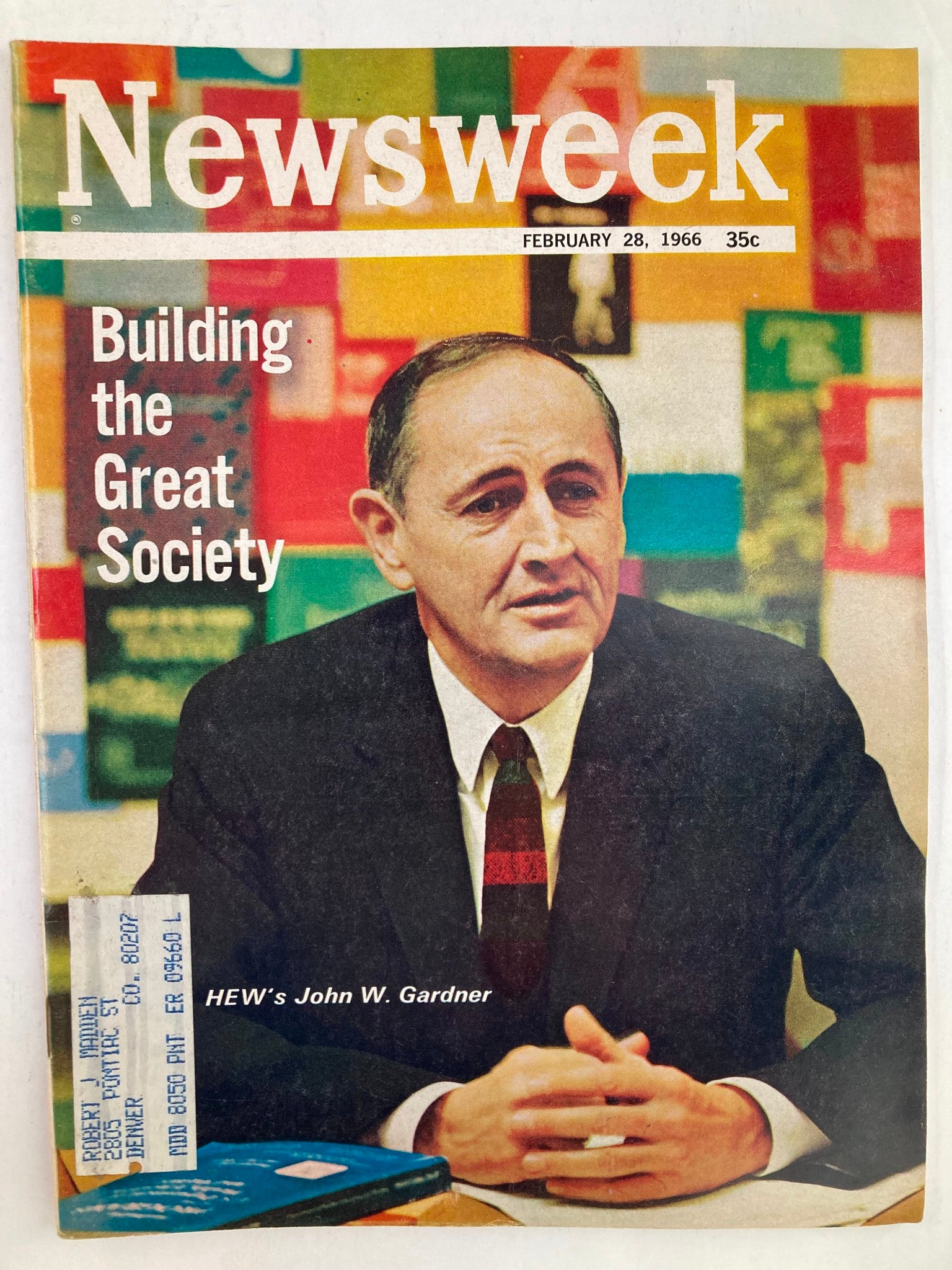 VTG Newsweek Magazine February 28 1966 HEW's John W. Gardner