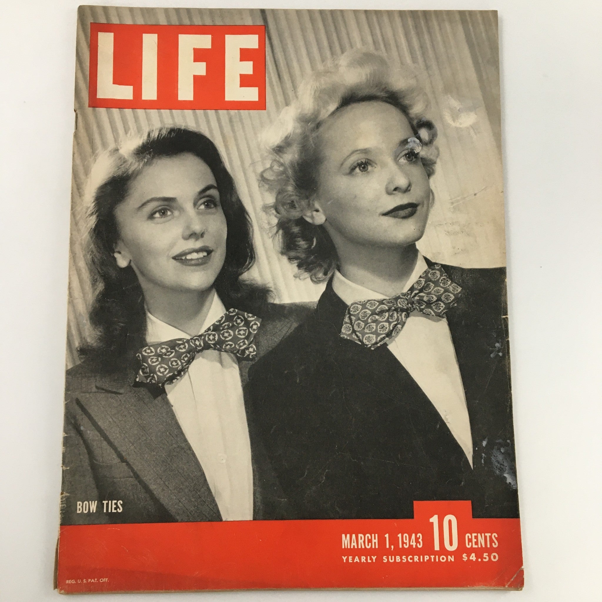 VTG Life Magazine March 1 1943 Bow Ties Cover, Tunis Bombing Feature Newsstand