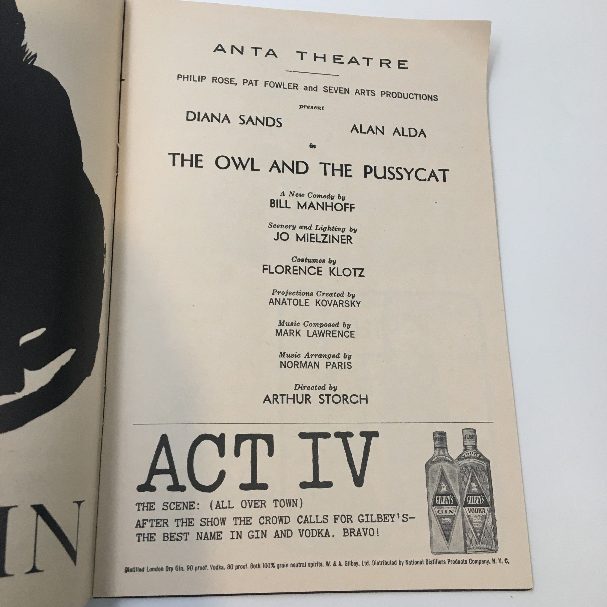 1965 Playbill Anta Theatre The Owl and The Pussycat by Arthur Storch