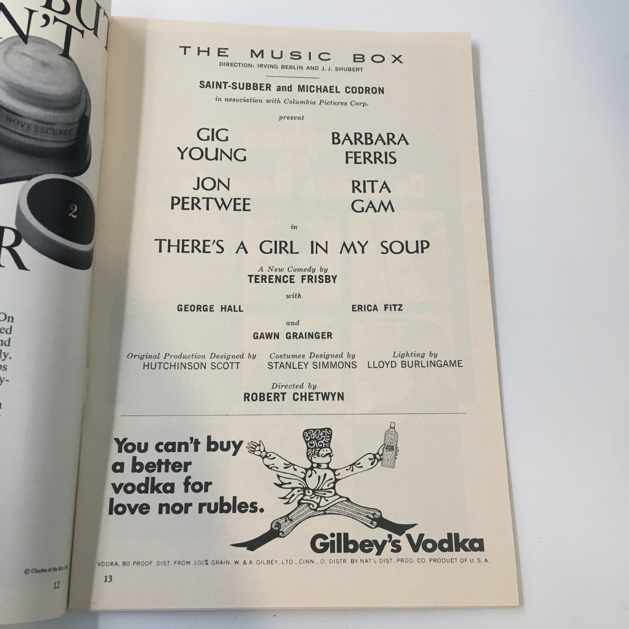 1968 Playbill The Music Box There's A Girl in My Soup by Robert Chetwyn