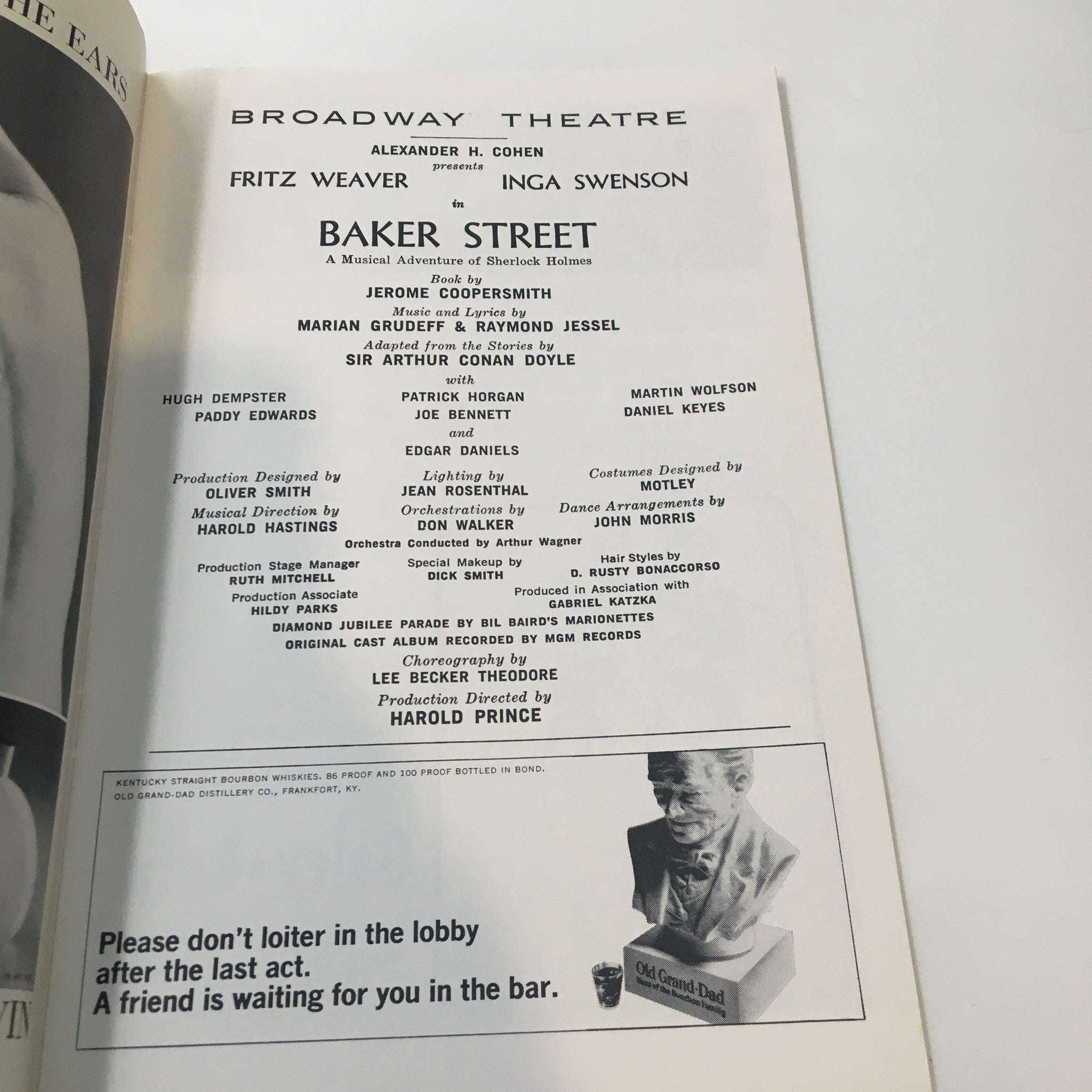 1965 Playbill Broadway Theatre Baker Street by Harold Prince