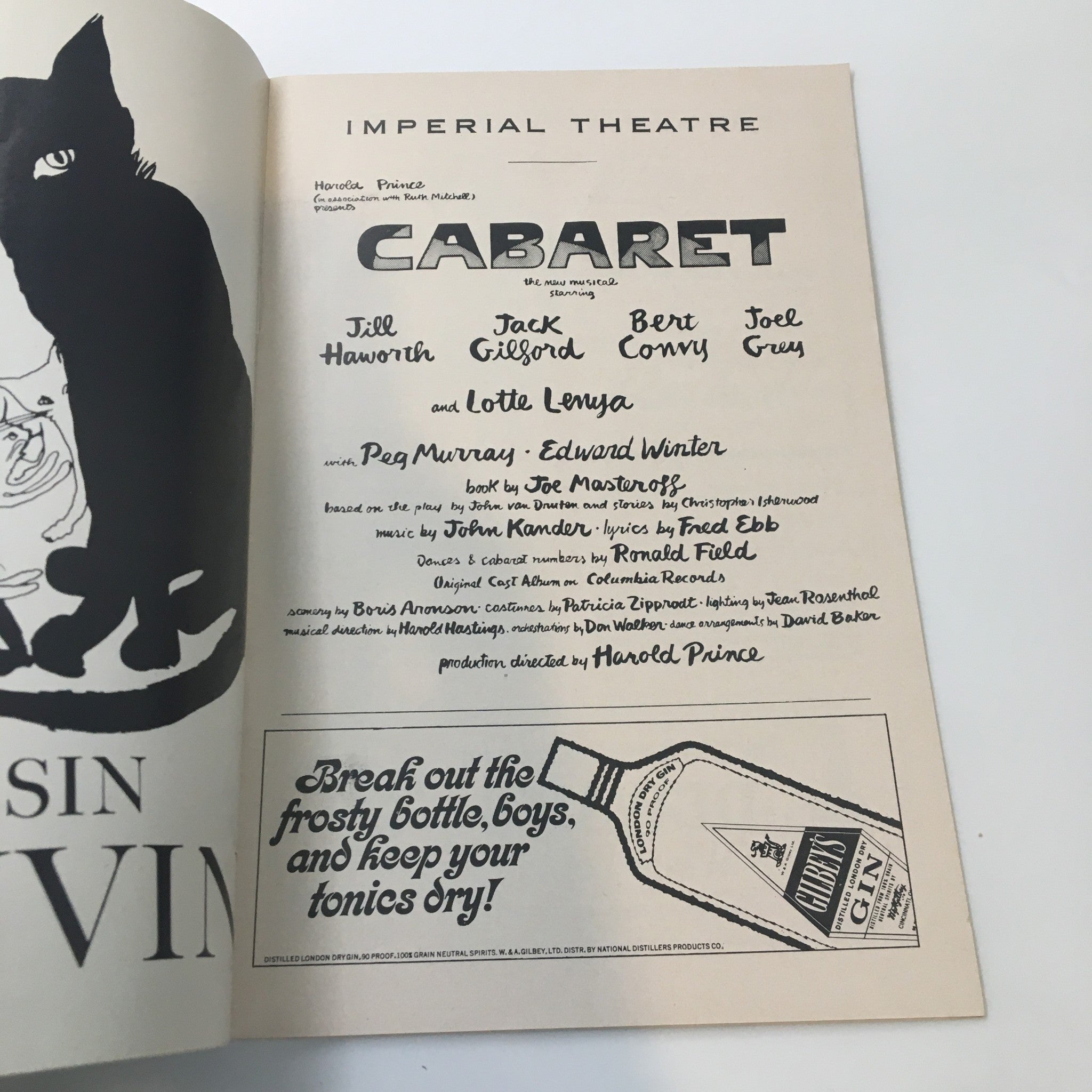 1967 Playbill Imperial Theatre Cabaret by Harold Prince