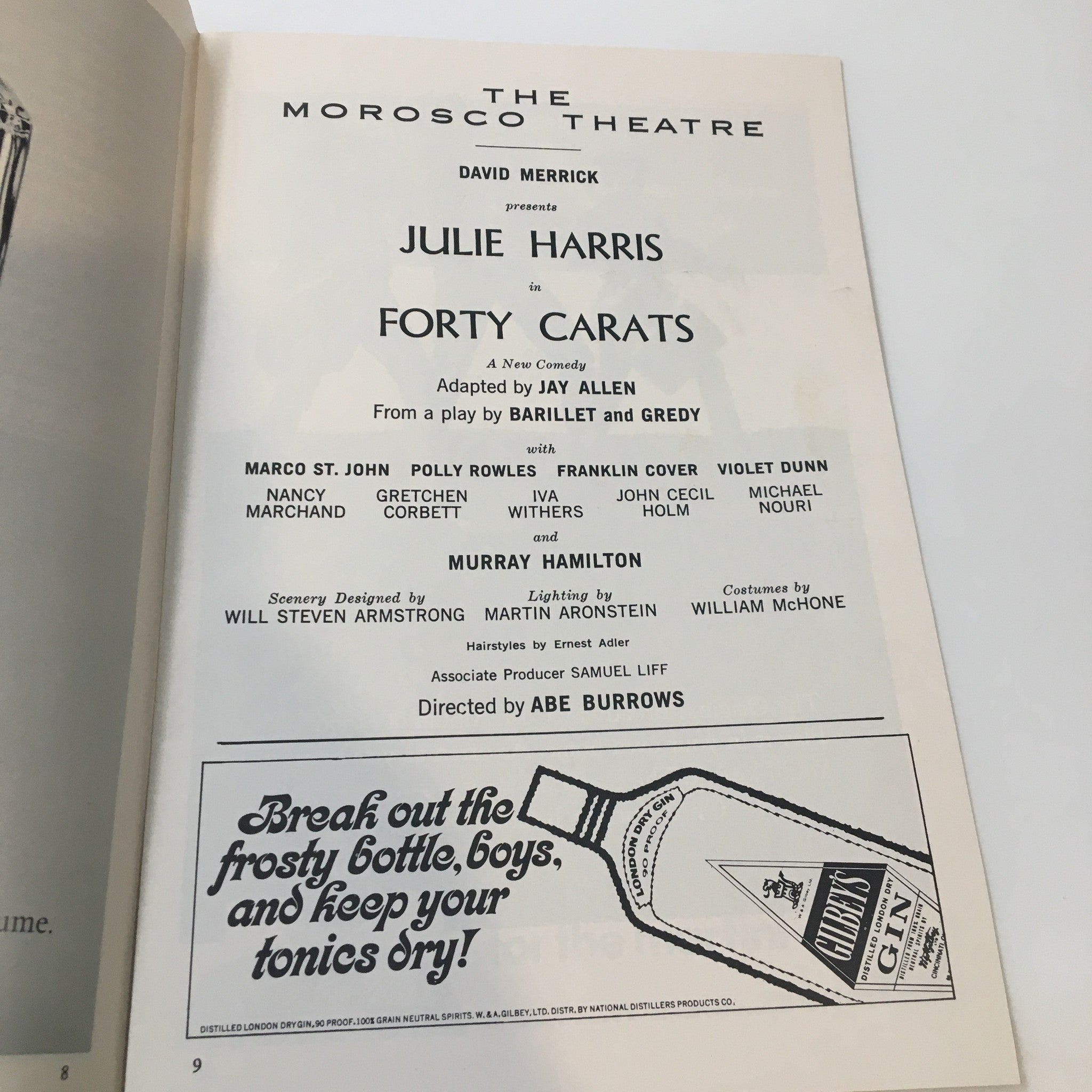 1969 Playbill The Morosco Theatre Julie Harris in Forty Carats by Abe Burrows