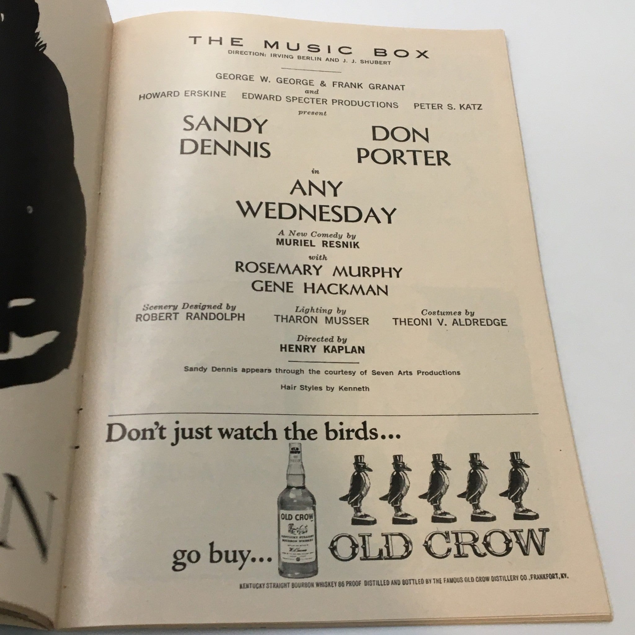 1964 Playbill The Music Box Sandy Dennis Don Porter in Any Wednesday