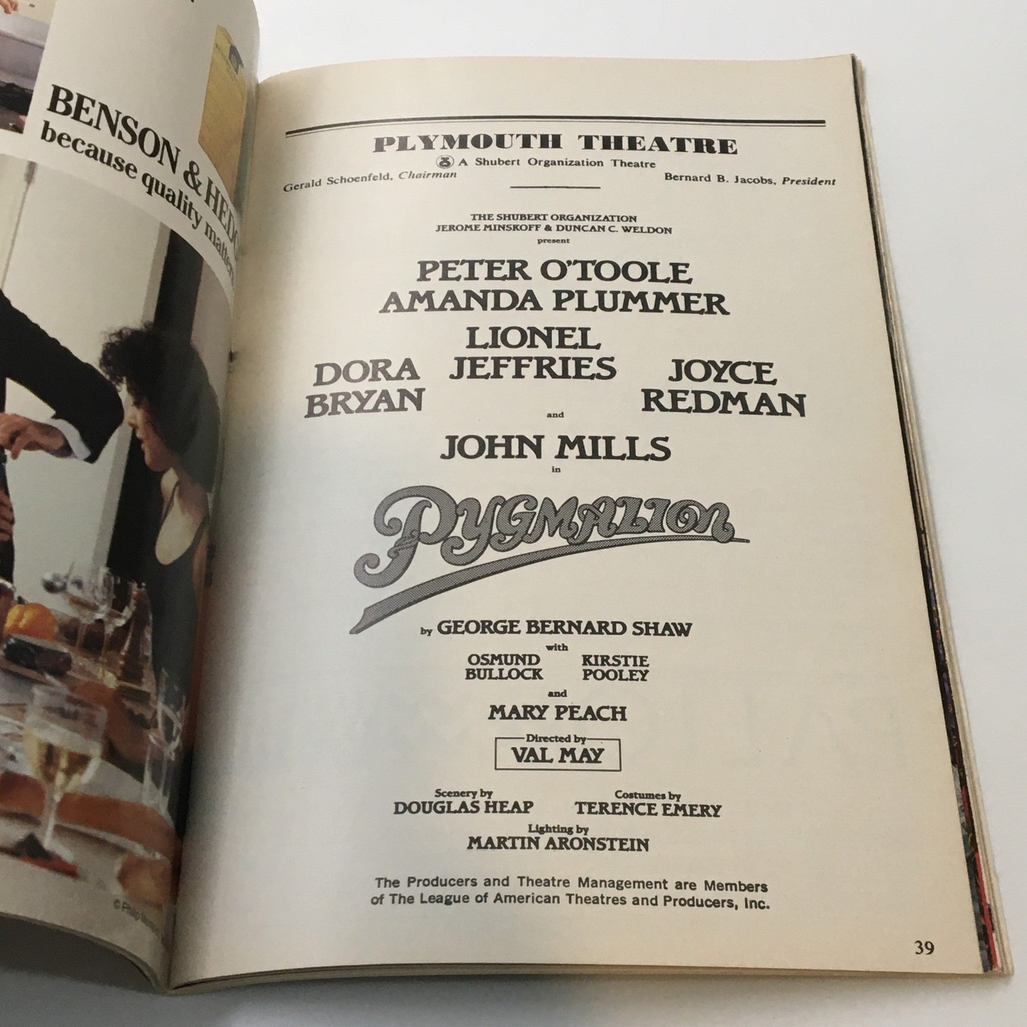 1987 Playbill Plymouth Theatre John Mills in Pygmalion by George Bernard Shaw