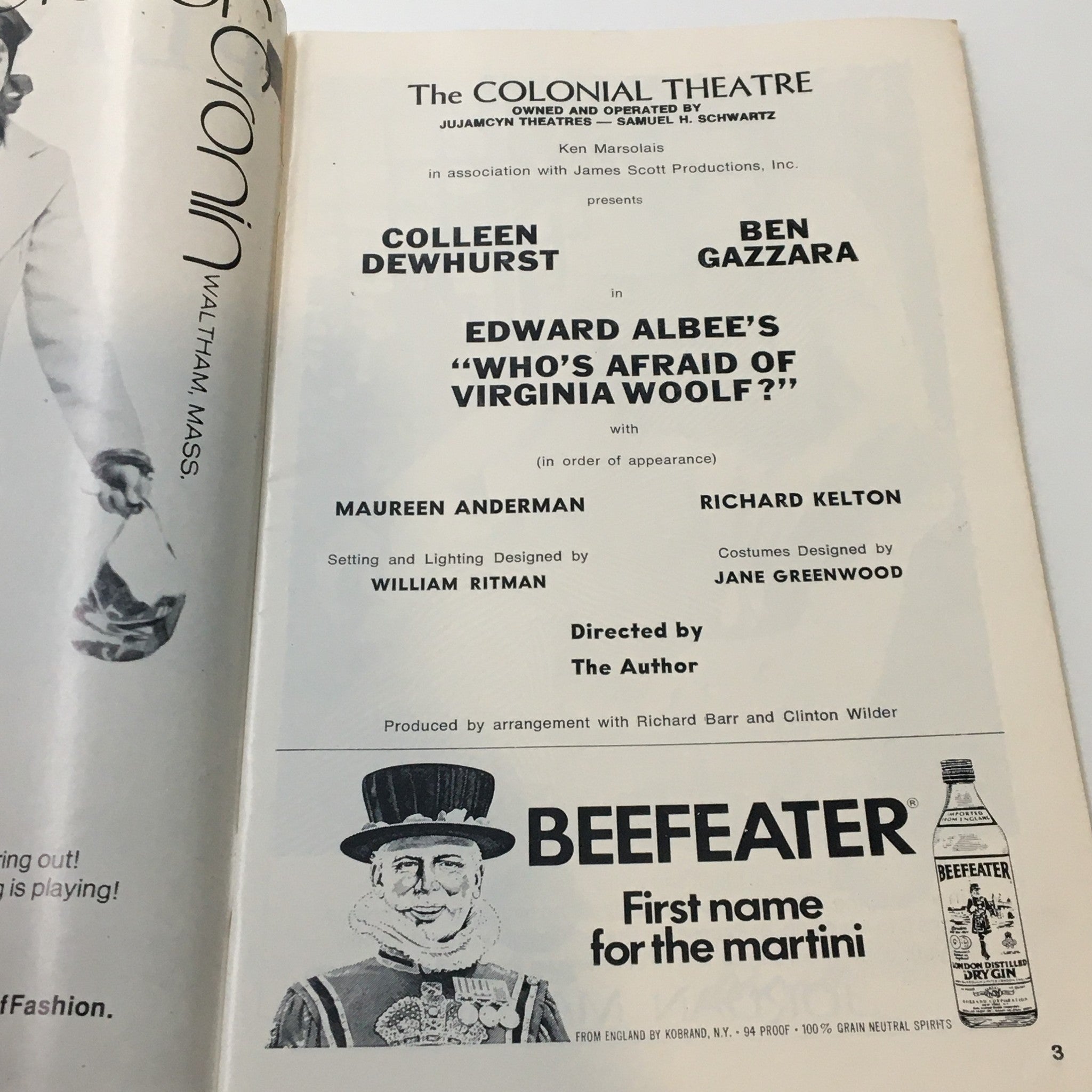 1976 Playbill The Colonial Theatre Edward Albee's Who's Afraid of Virginia Wolf