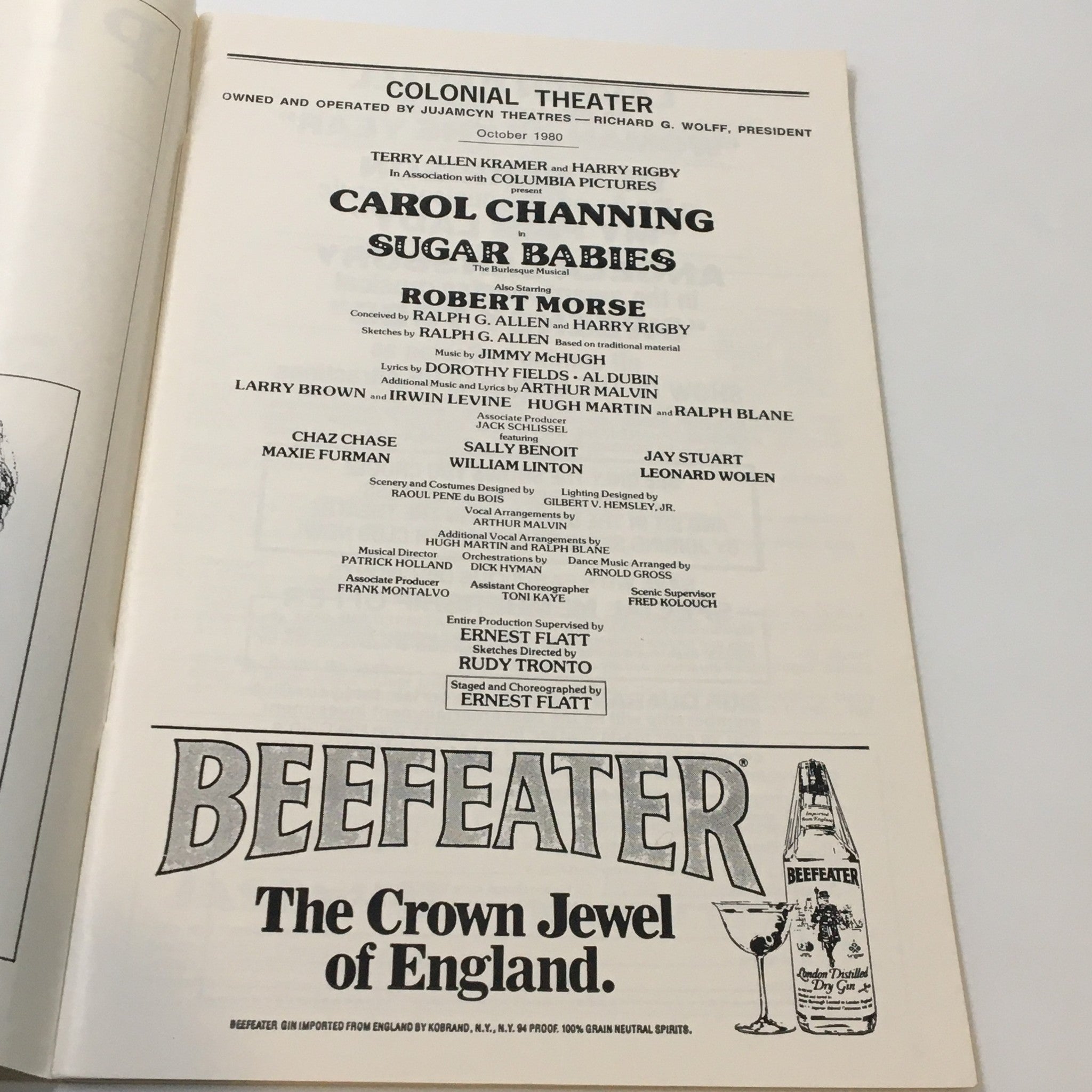 1980 Playbill Colonial Theater Carol Channing in Sugar Babies by Ernest Flatt