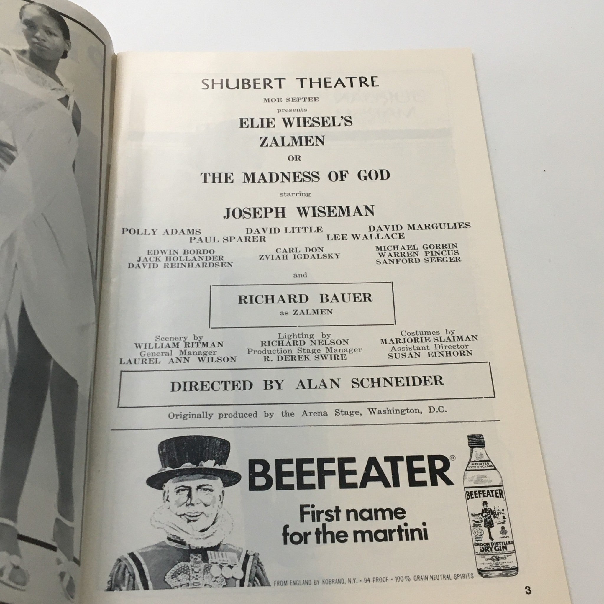 1976 Playbill Shubert Theatre Zalmen or The Madness of God by Joseph Wiseman