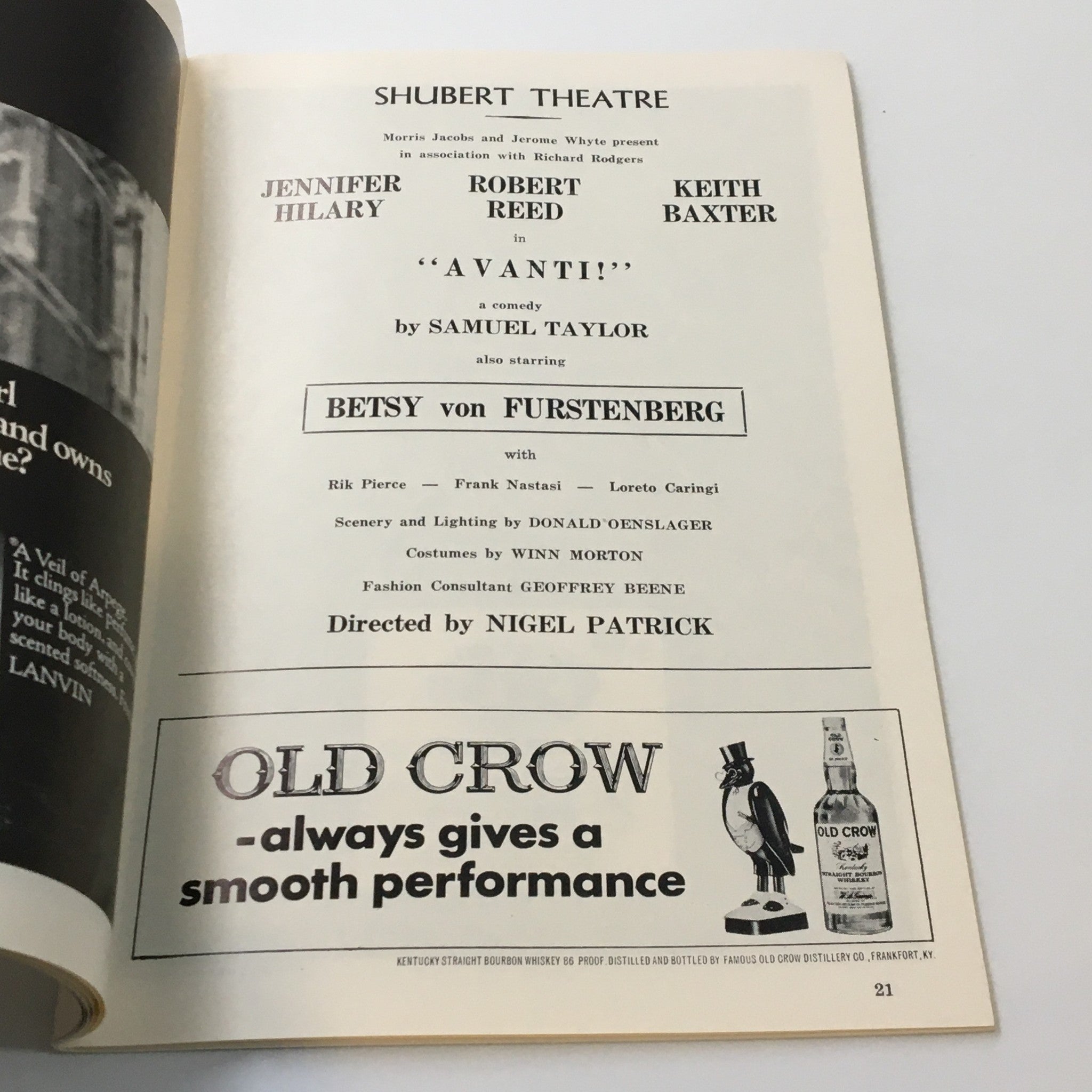 1968 Playbill Shubert Theatre Jennifer Hillary in Avanti by Samuel Taylor