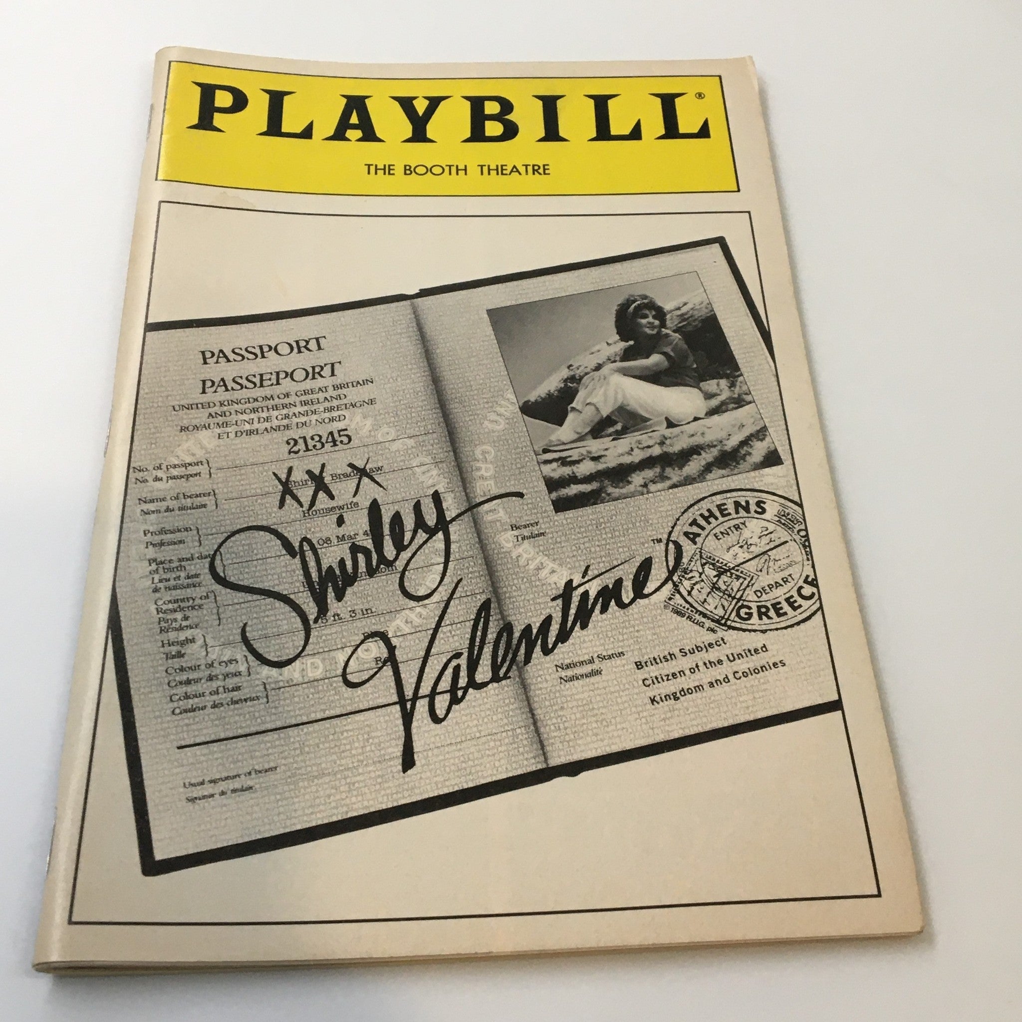 1989 Playbill The Booth Theatre Pauline Collins in Shirley Valentine