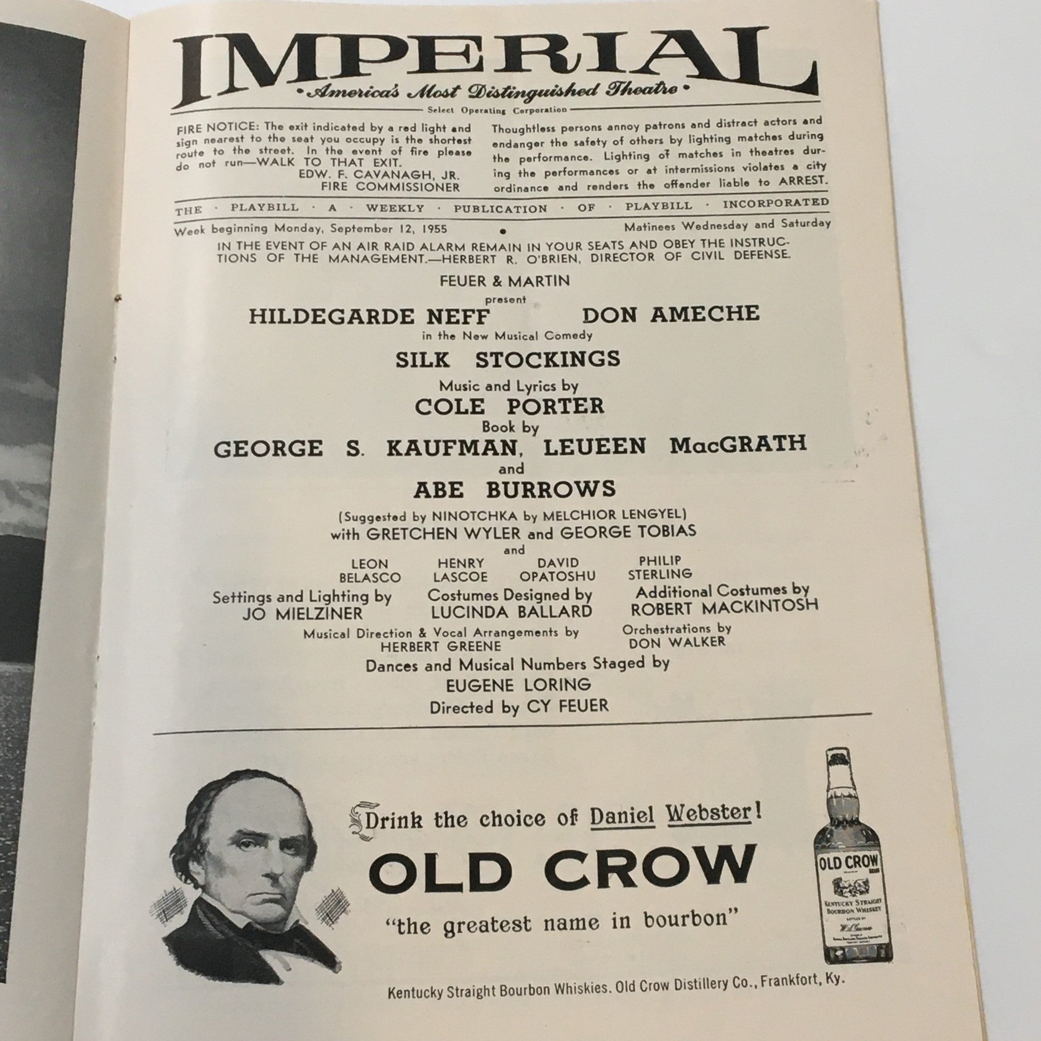 1955 Playbill Imperial Theatre Hildegarde Neff in Silk Stockings by Cy Feuer