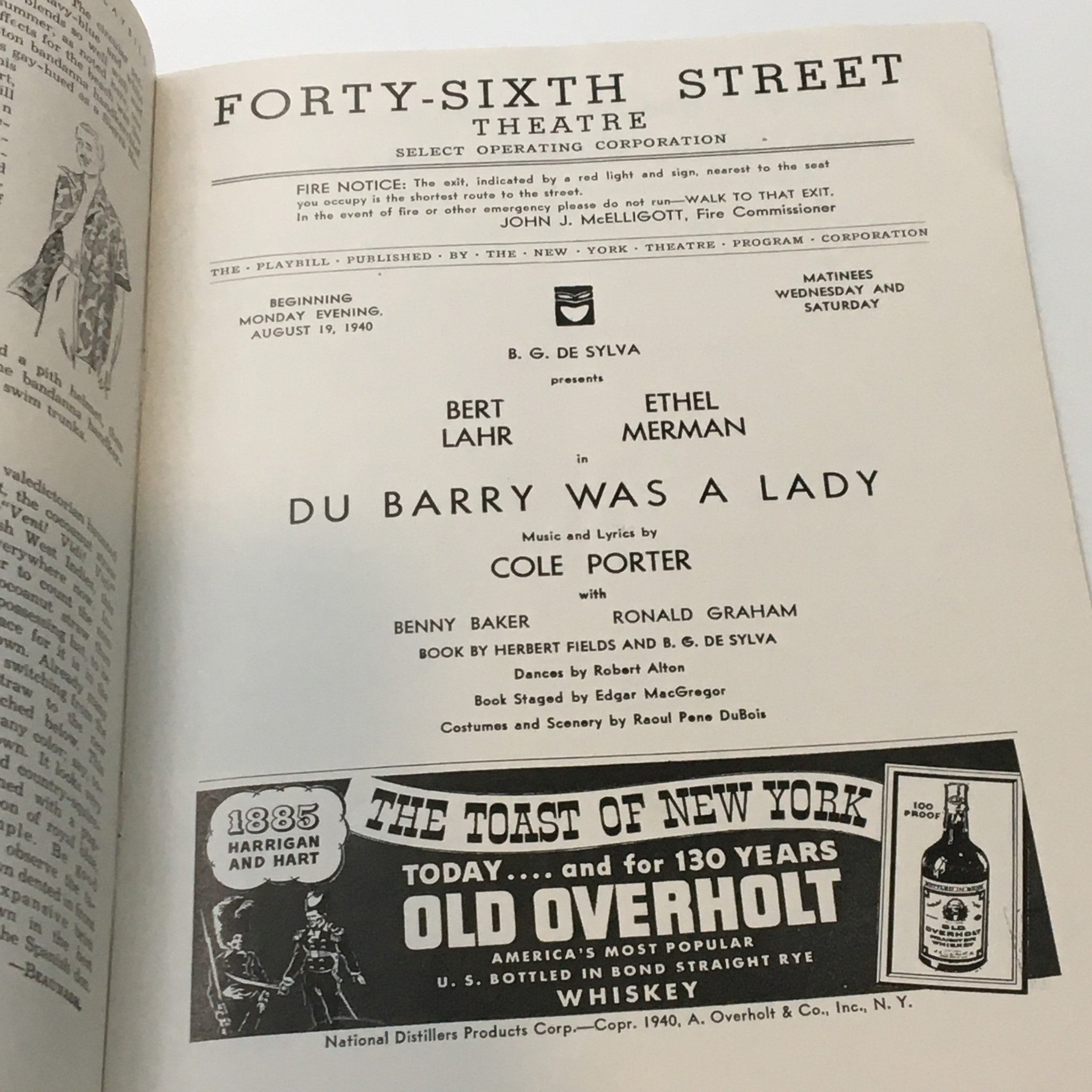 1940 Playbill Forty-Sixth Street Bert Lahr in Du Barry Was A Lady by Cole Porter