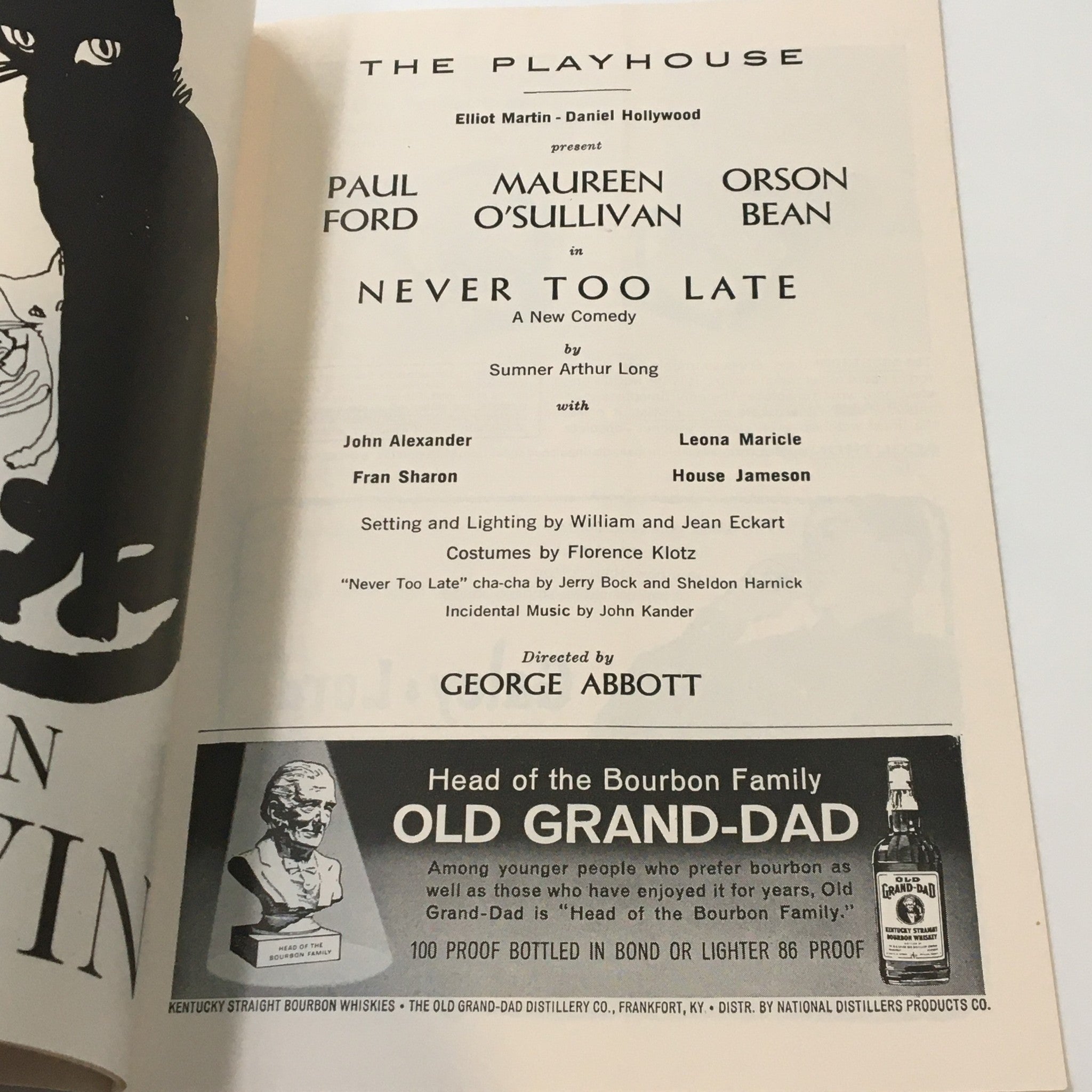 1963 Playbill The Playhouse Paul Ford in Never Too Late by Summer Arthur Long