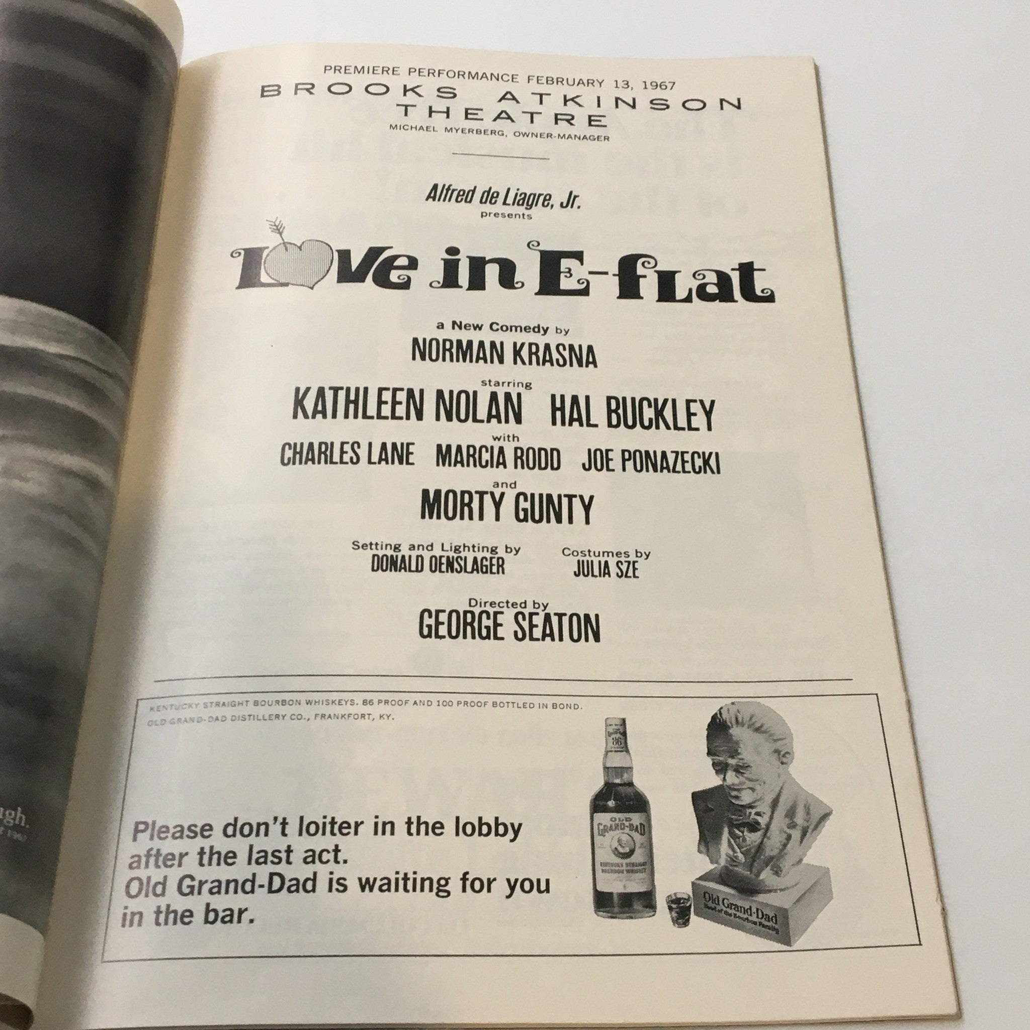 1967 Playbill Brooks Atkinson Theatre Love in E-Flat by Norman Krasna