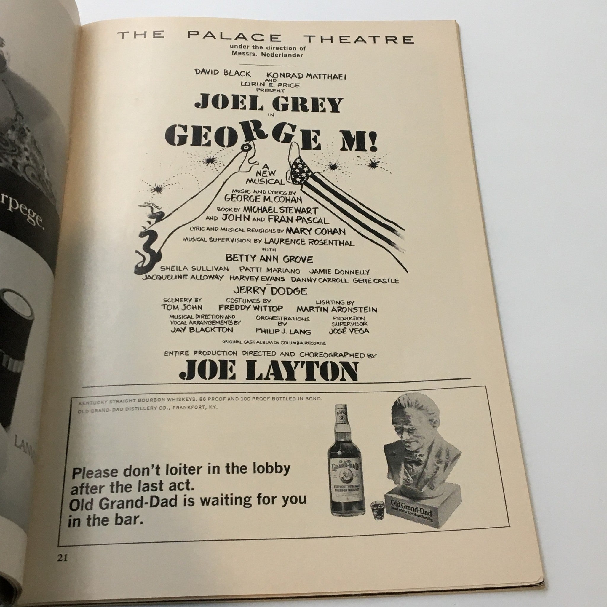 1965 Playbill The Palace Theatre Joel Grey in George M by Joe Layton