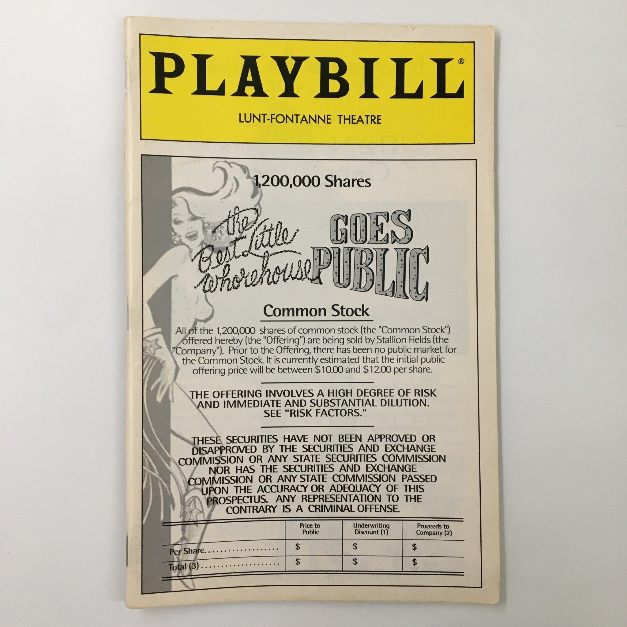 1994 Playbill Lunt-Fontanne Theatre The Best Little Whorehouse Goes Public