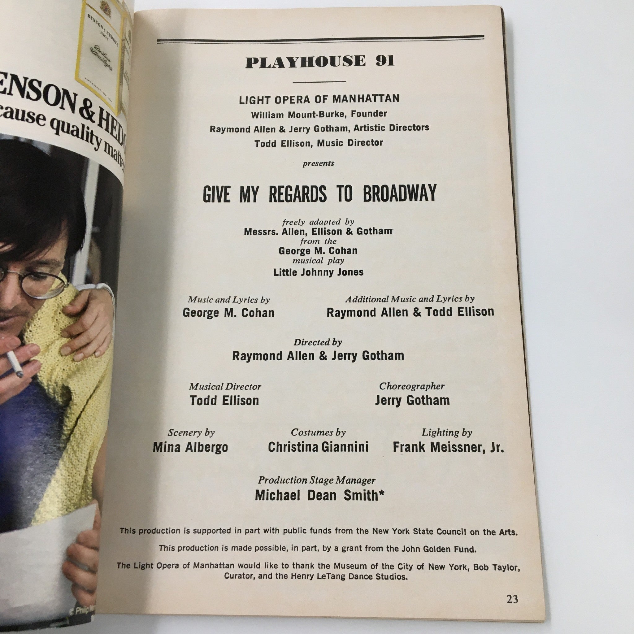 1987 Playbill Playhouse 91 Give My Redards to Broadway by Raymond Allen