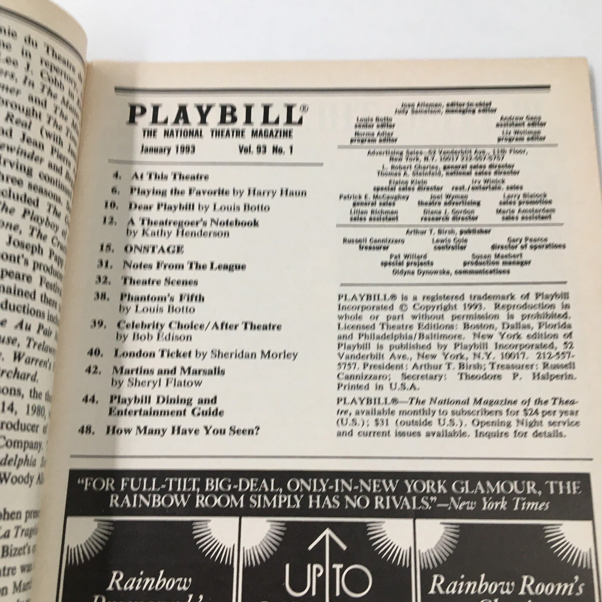 1993 Playbill Lincoln Center Theatre My Favorite Year by Ron Lagomarsino