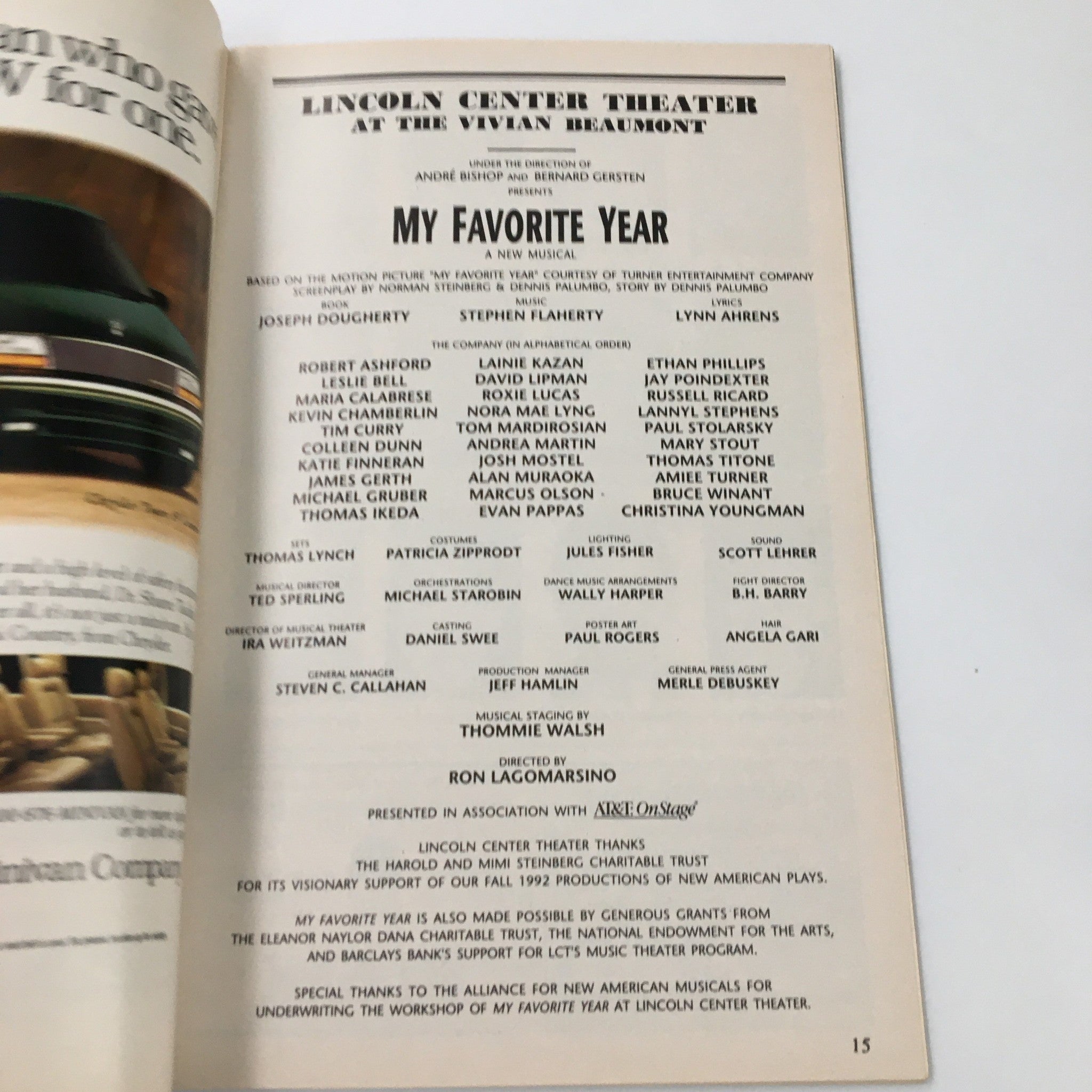 1993 Playbill Lincoln Center Theatre My Favorite Year by Ron Lagomarsino