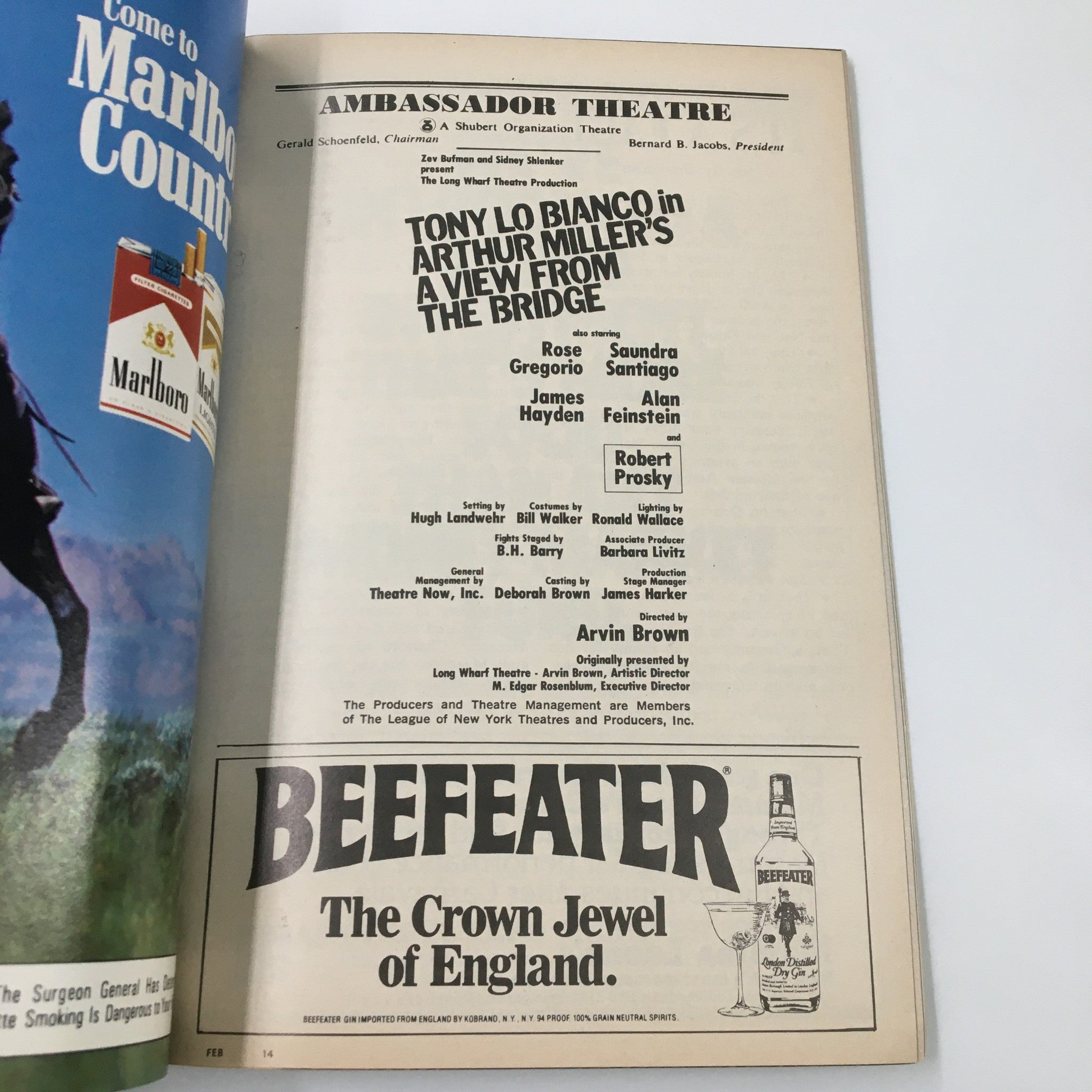 1983 Playbill Ambassador Theatre Tony Lo Bianco in A View From The Bridge