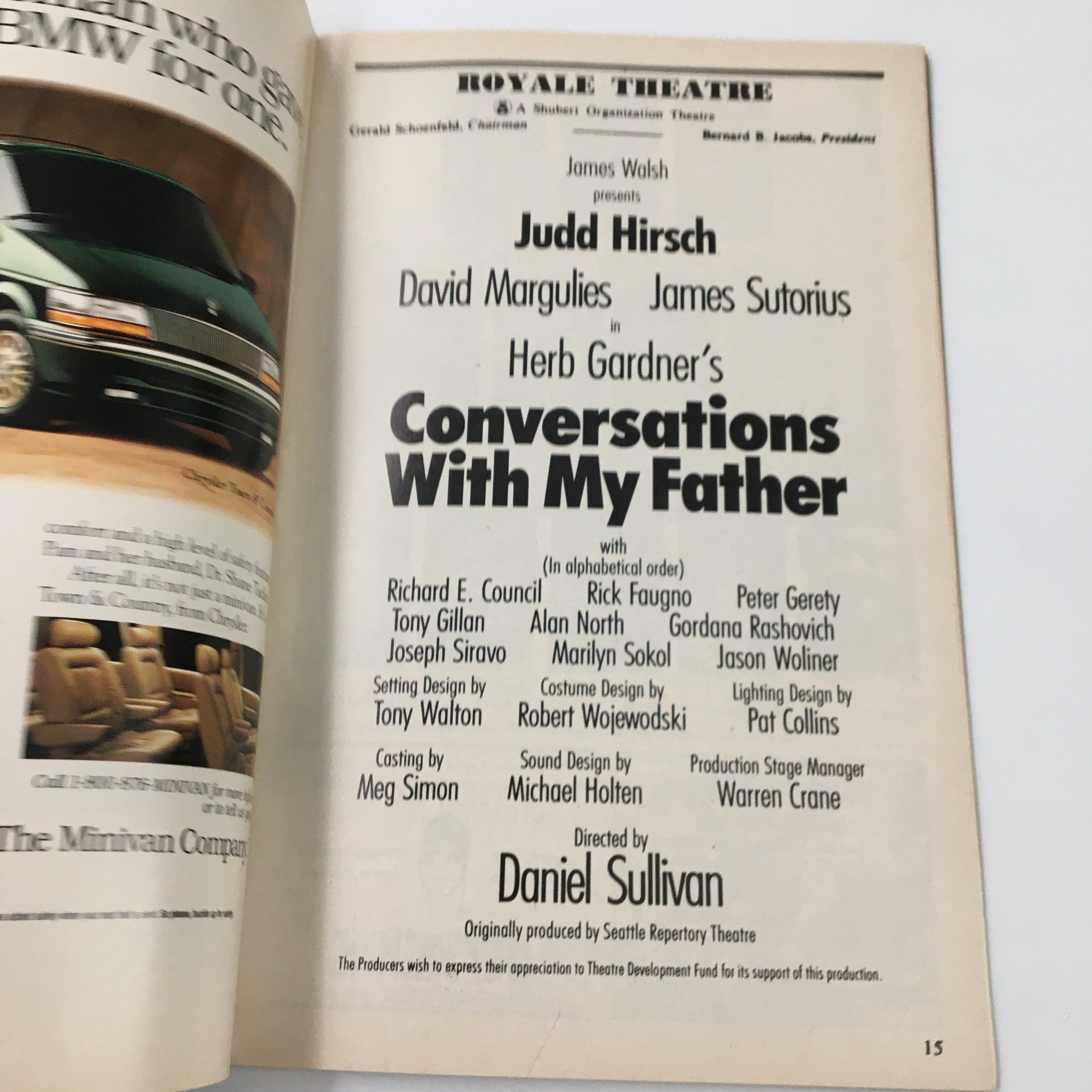 1992 Playbill Royale Theatre Herb Garnder's Conversations With My Father