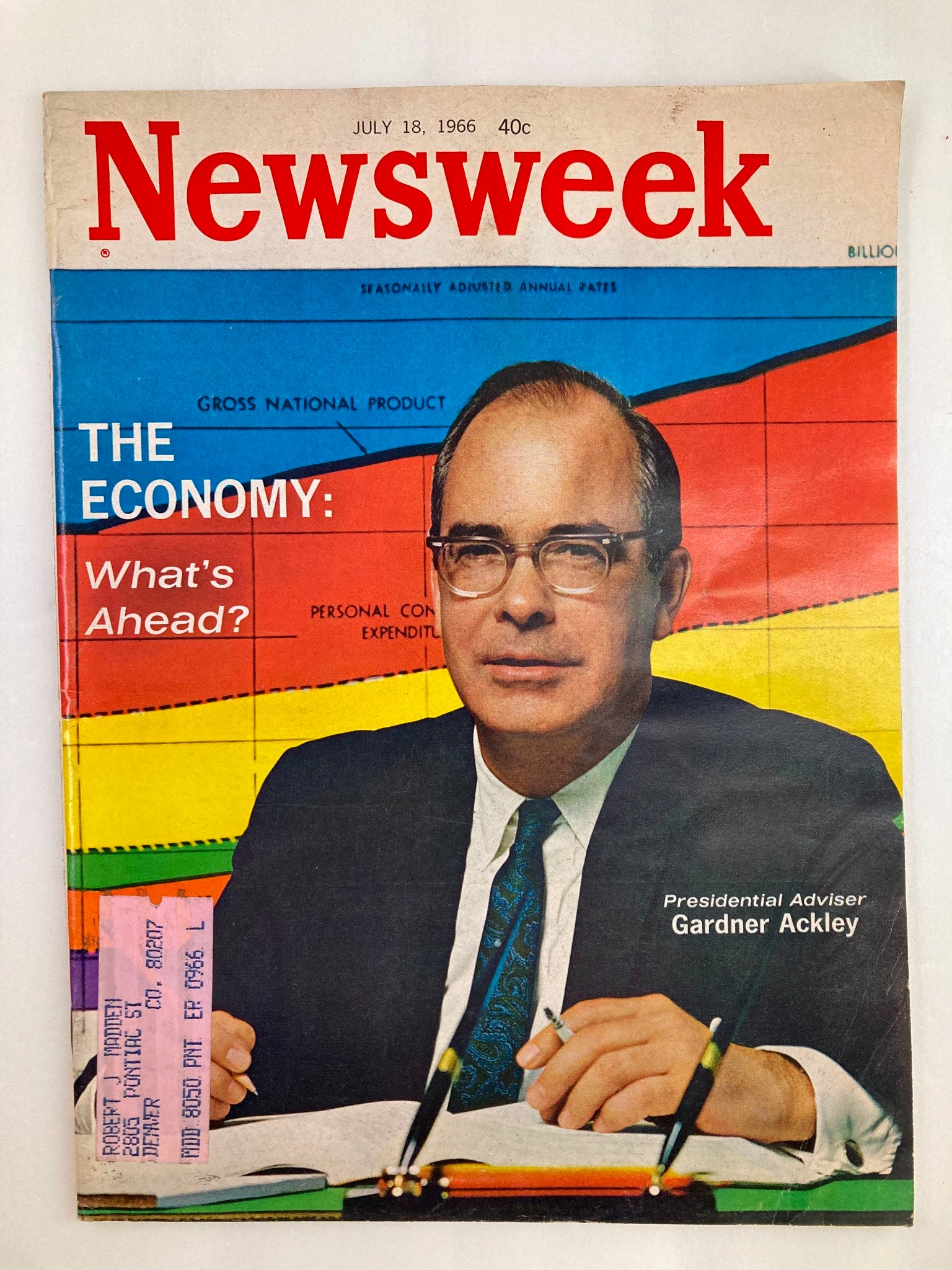 VTG Newsweek Magazine July 18 1966 Presidential Adviser Gardner Ackley