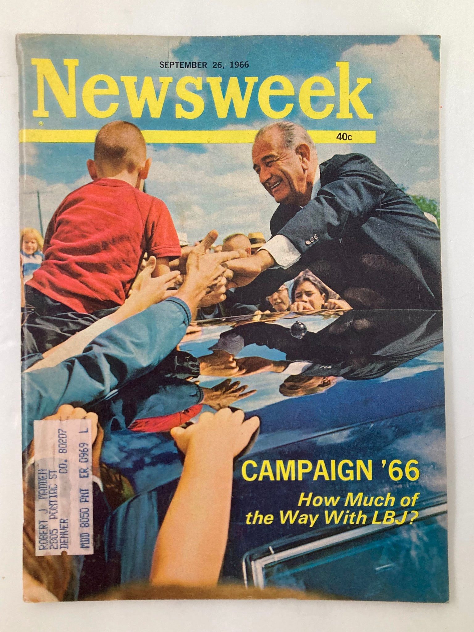 VTG Newsweek Magazine September 26 1966 Lyndon B. Johnson Campaign '66