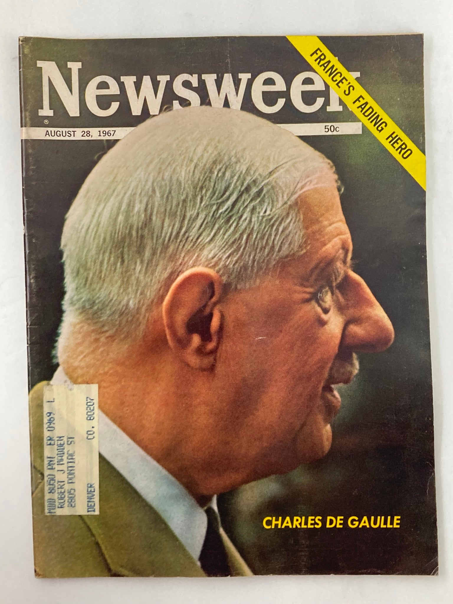 VTG Newsweek Magazine August 28 1967 Charles de Gaulle France's Fading Hero