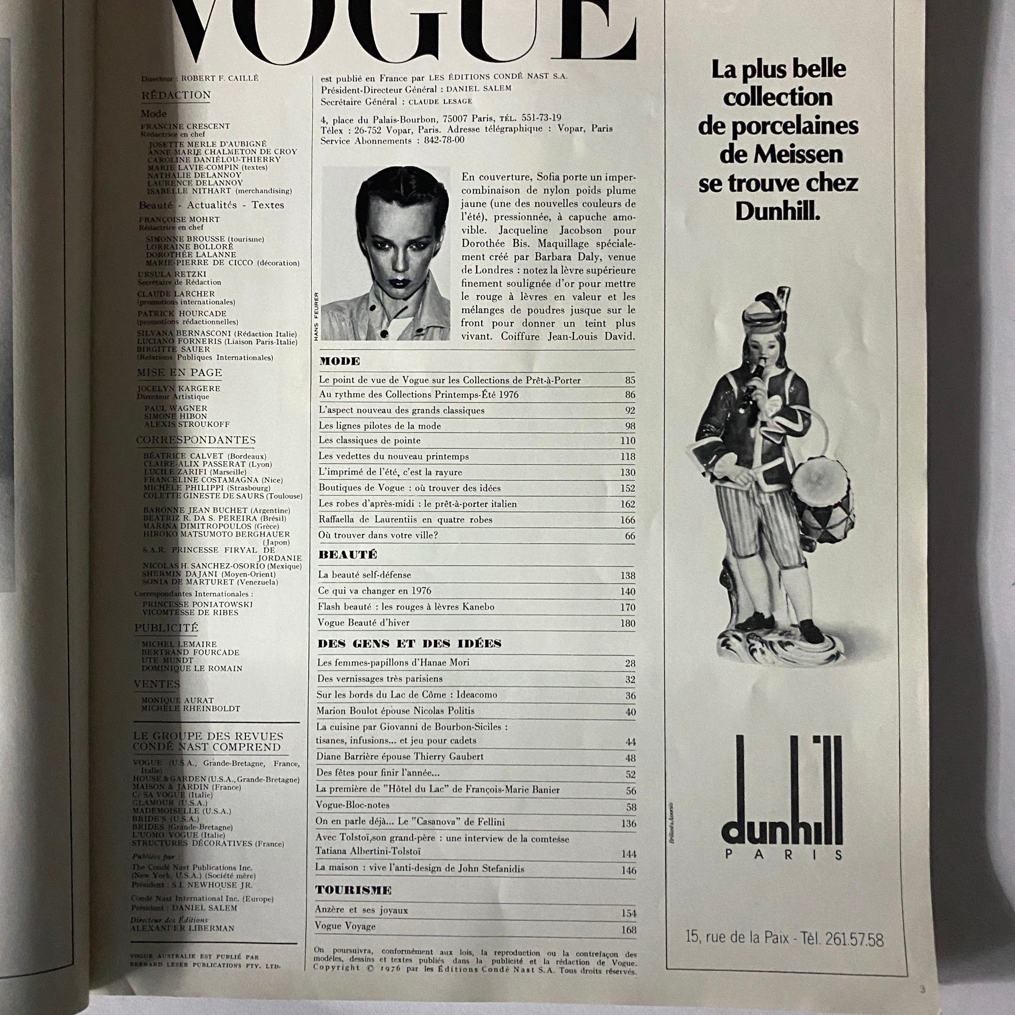 Vogue Paris Magazine February 1976 Sofia Kiukkonen Cover No Label