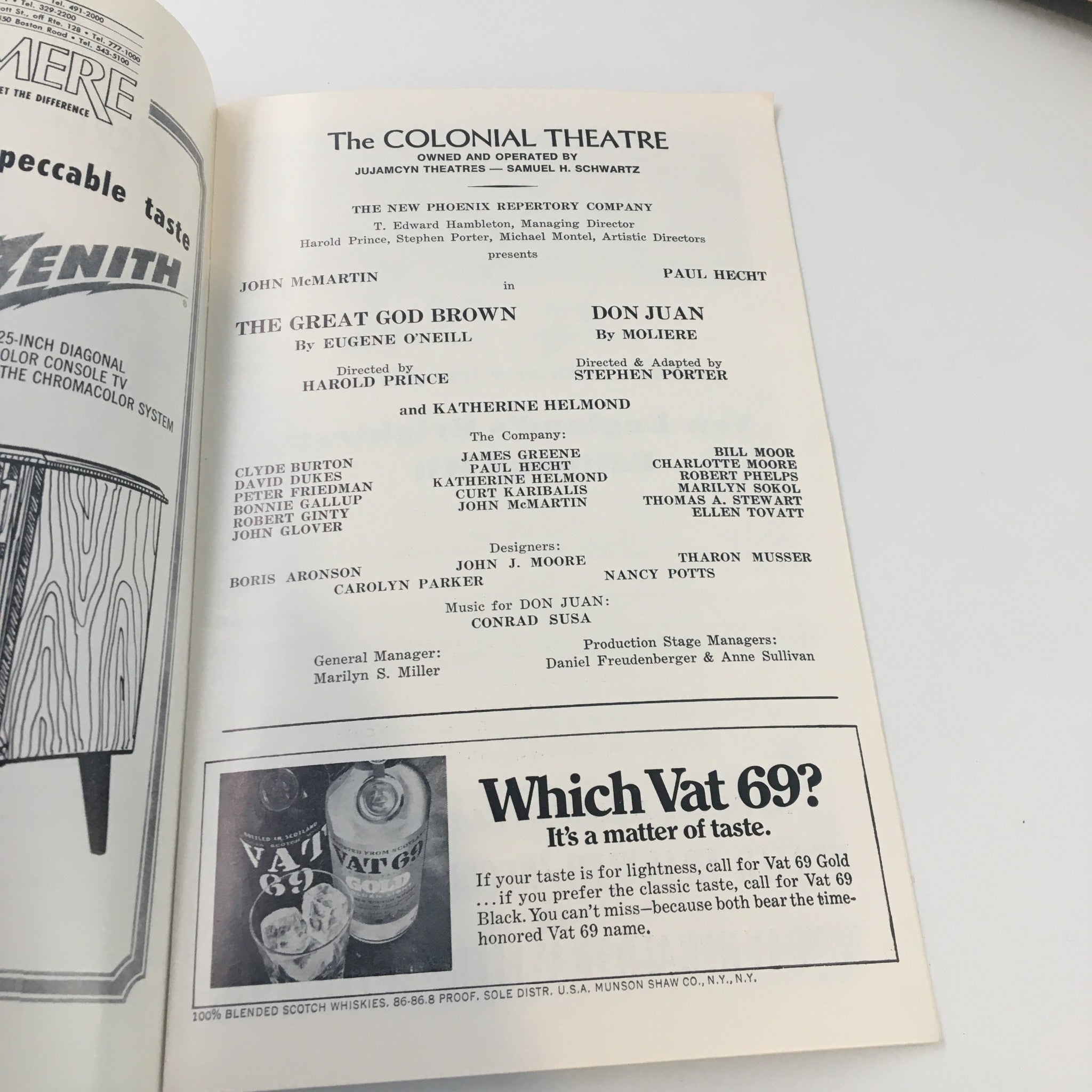 1968 Playbill The Colonial Theatre The Great God Brown by Eugene O'Neill