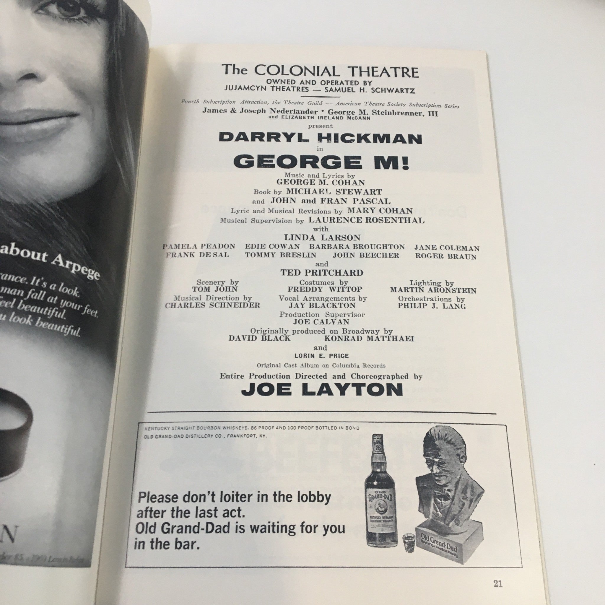 1969 Playbill The Colonial Theatre Darryl Hickman in George M by George Cohan