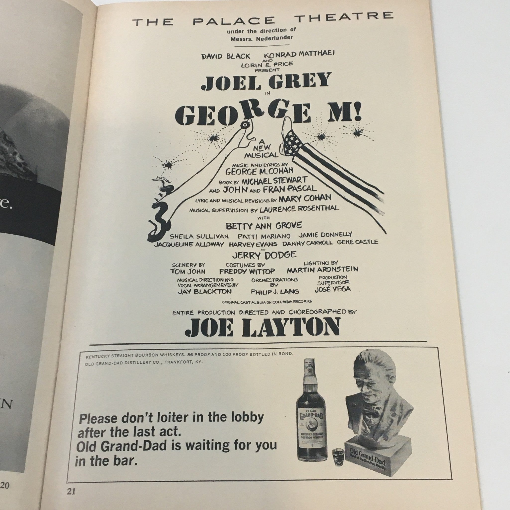 1968 Playbill The Palace Theatre Joel Grey in George M by Joe Layton