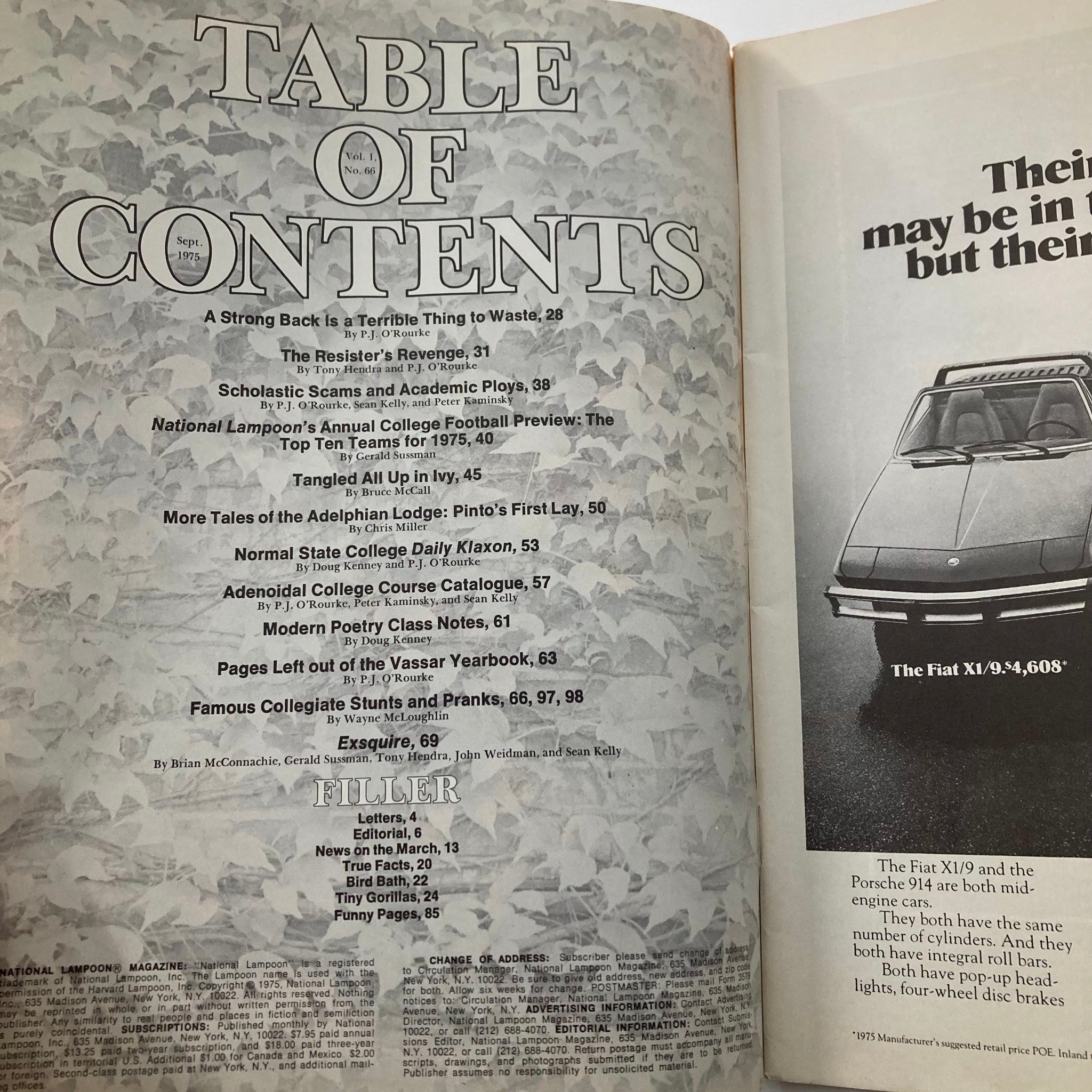 VTG National Lampoon Magazine September 1975 Modern Poetry Class Notes No Label