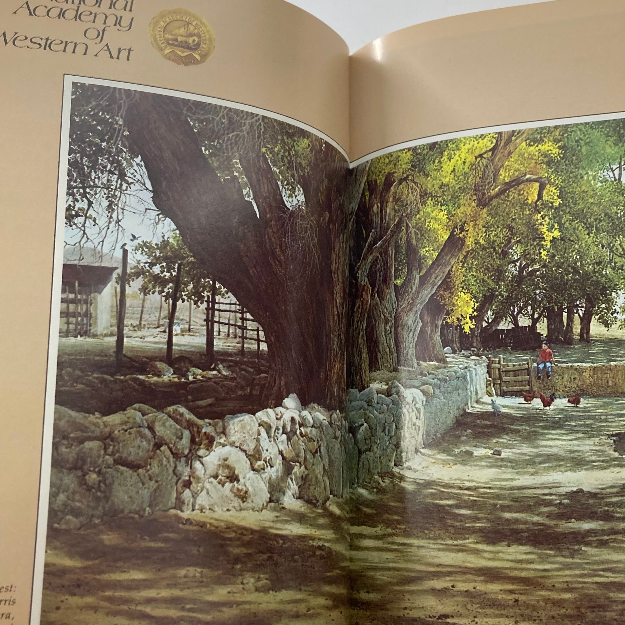 A beautifully illustrated page from VTG Persimmon Hill Magazine 1979 Vol 9 No. 2, depicting a serene Western landscape with trees and a rural setting.