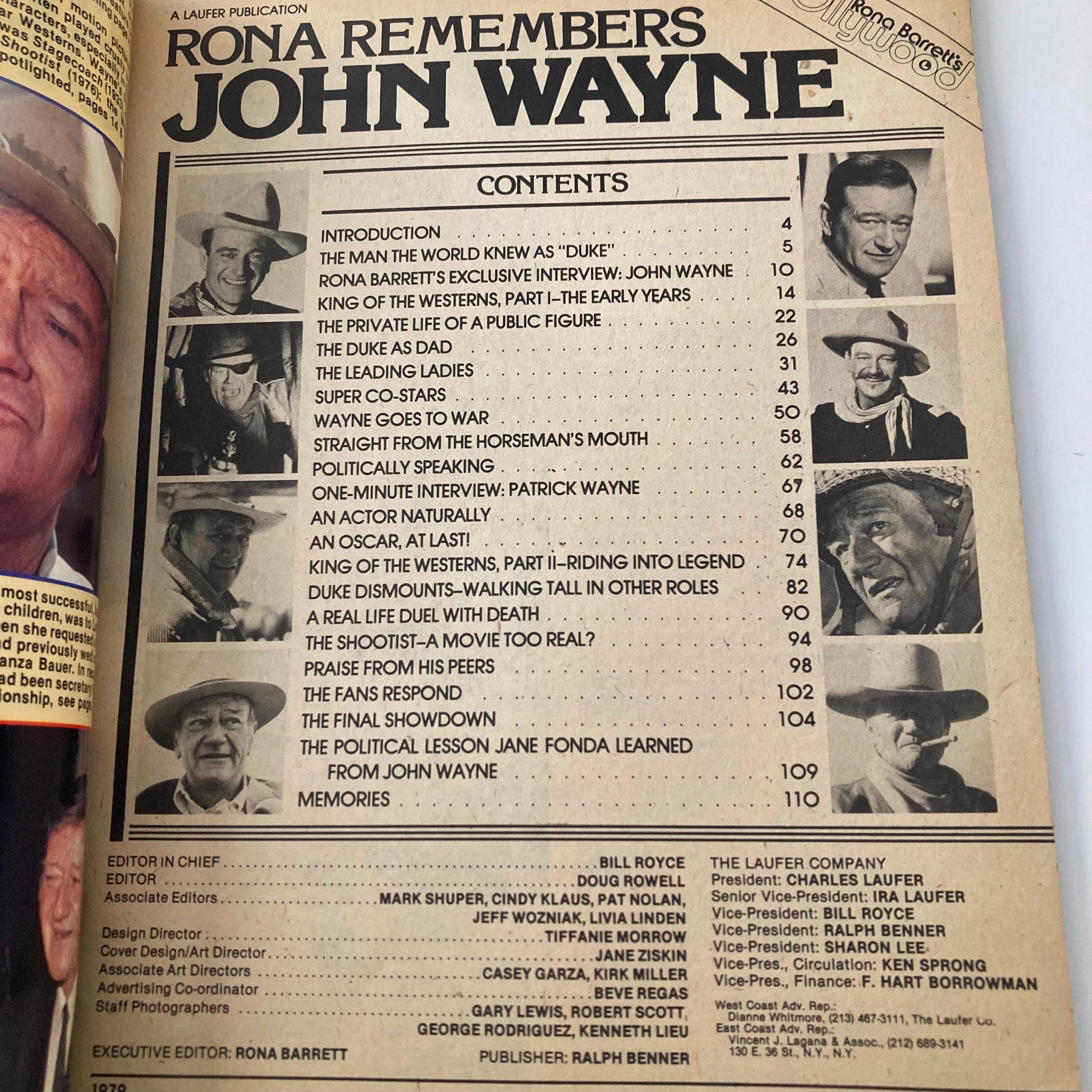 VTG Rona Barret's Hollywood Magazine 1979 Rona Remembers John Wayne No Label