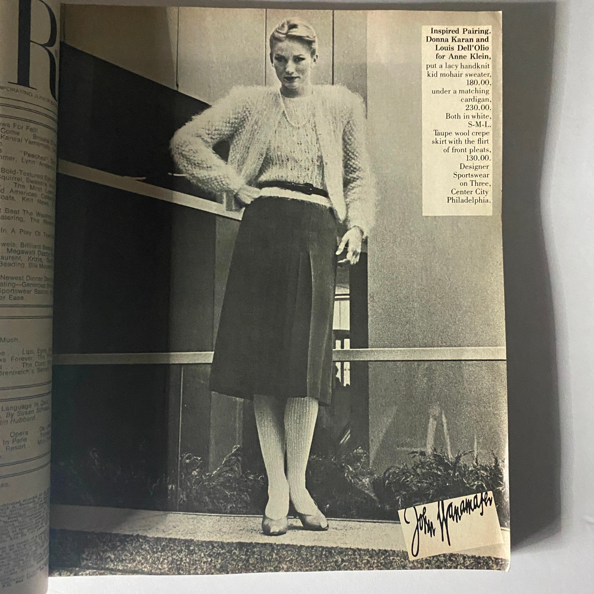 Black and white image from Harper's Bazaar September 1980 showcasing a model in a stylish outfit, emphasizing fashion photography of the era.