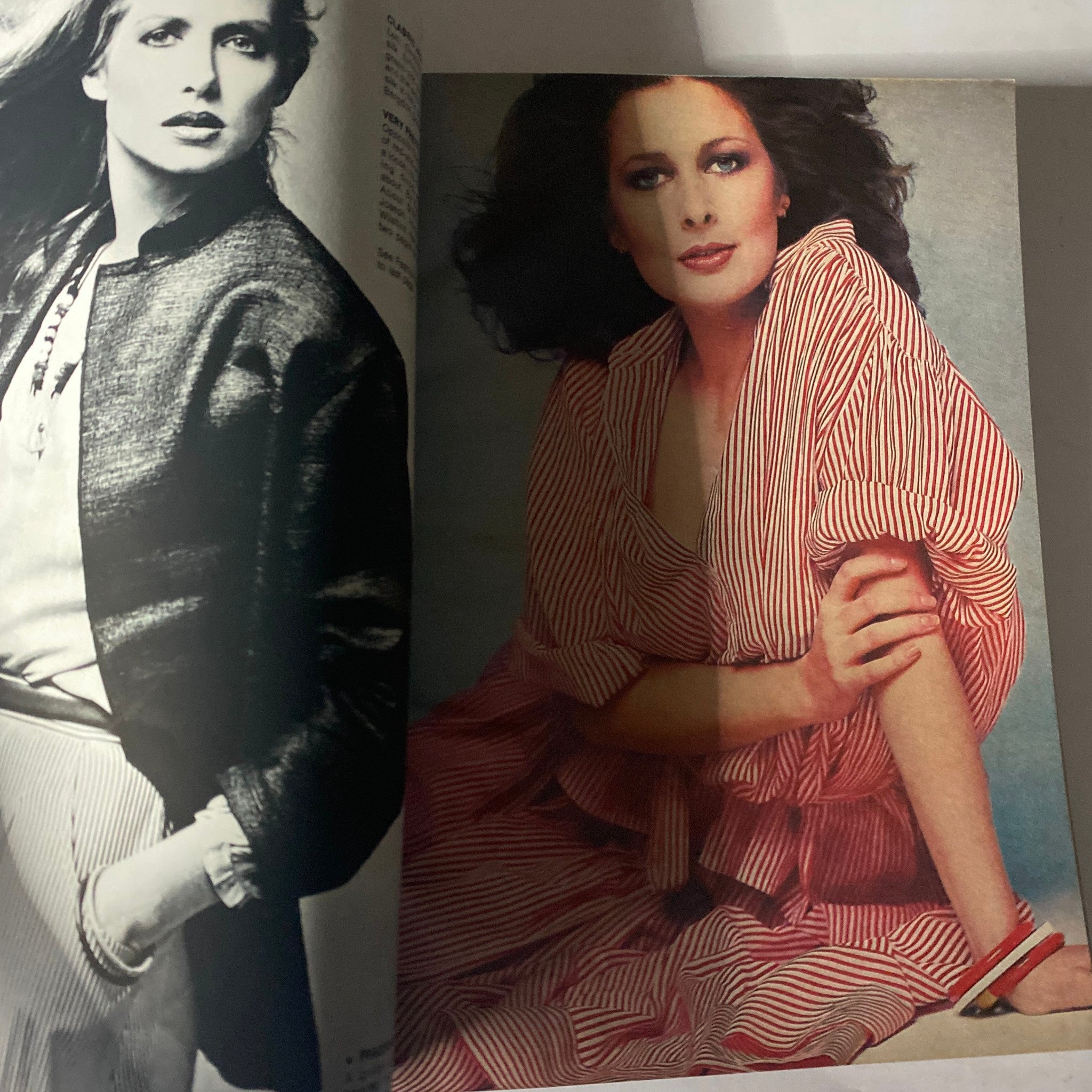 Fashion spread from Harper's Bazaar Magazine June 1978 displaying striking summer outfits, highlighting timeless 1970s style and elegance.
