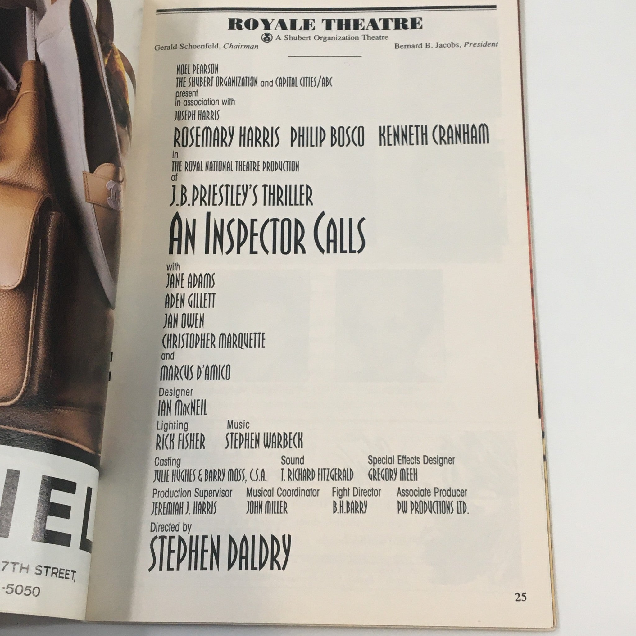 1994 Playbill Royale Theatre JB Priestley's An Inspector Calls by Stephen Daldry