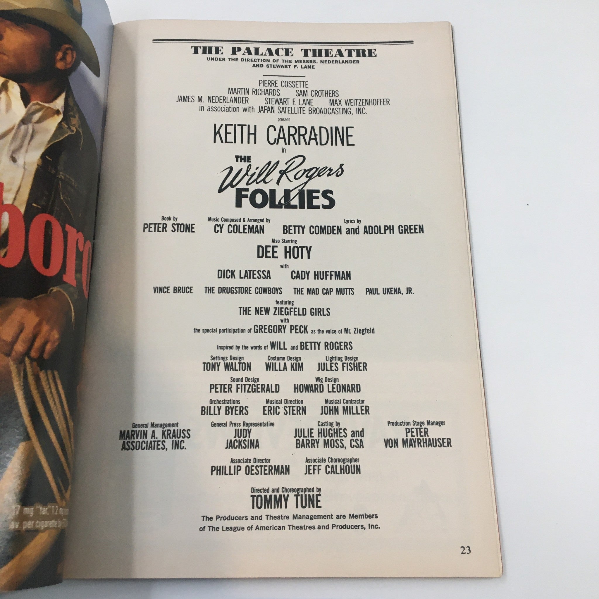 1991 Playbill The Palace Theatre Keith Carradine in The Will Rogers Follies