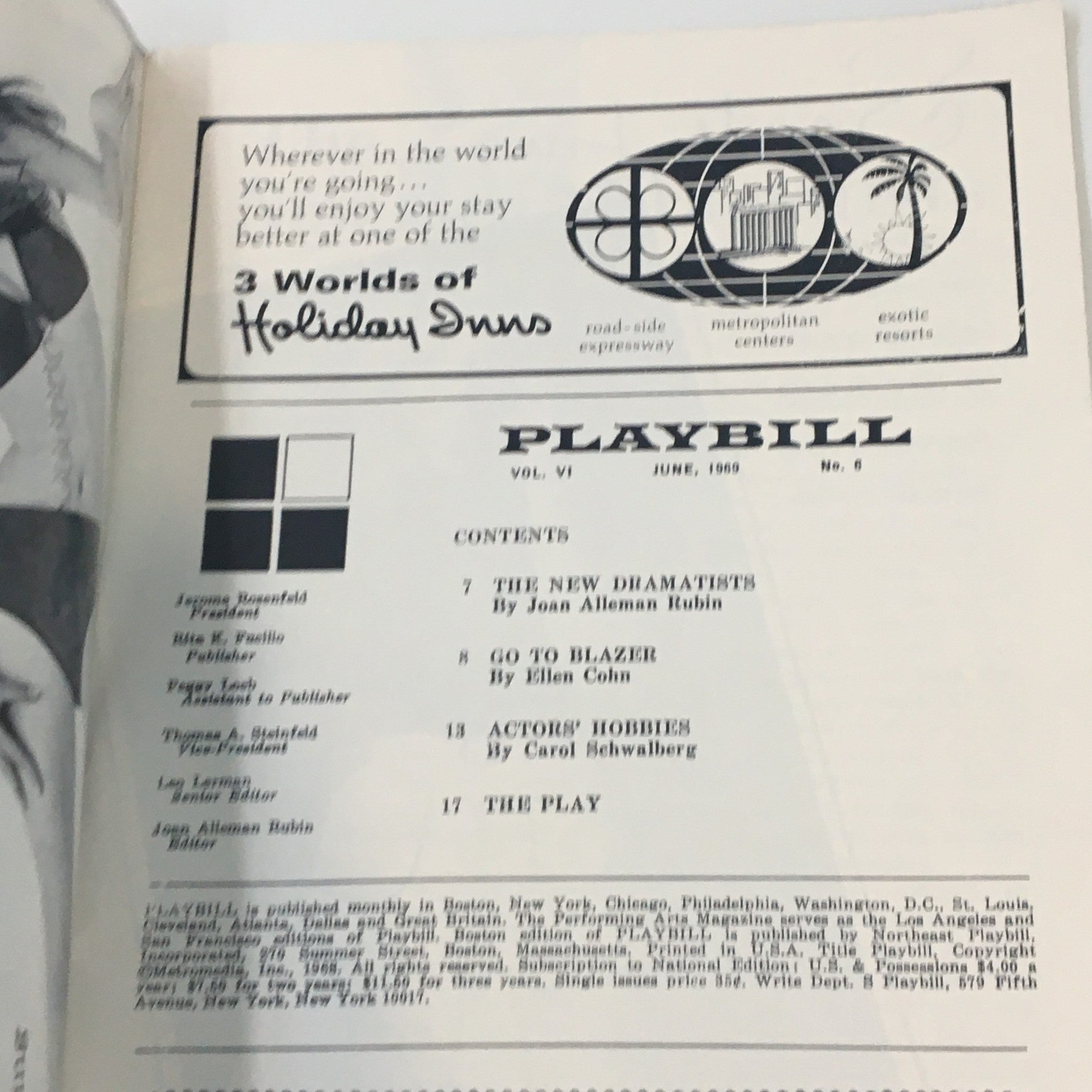 1969 Playbill The Colonial Theatre Hamlet by William Shakespeare