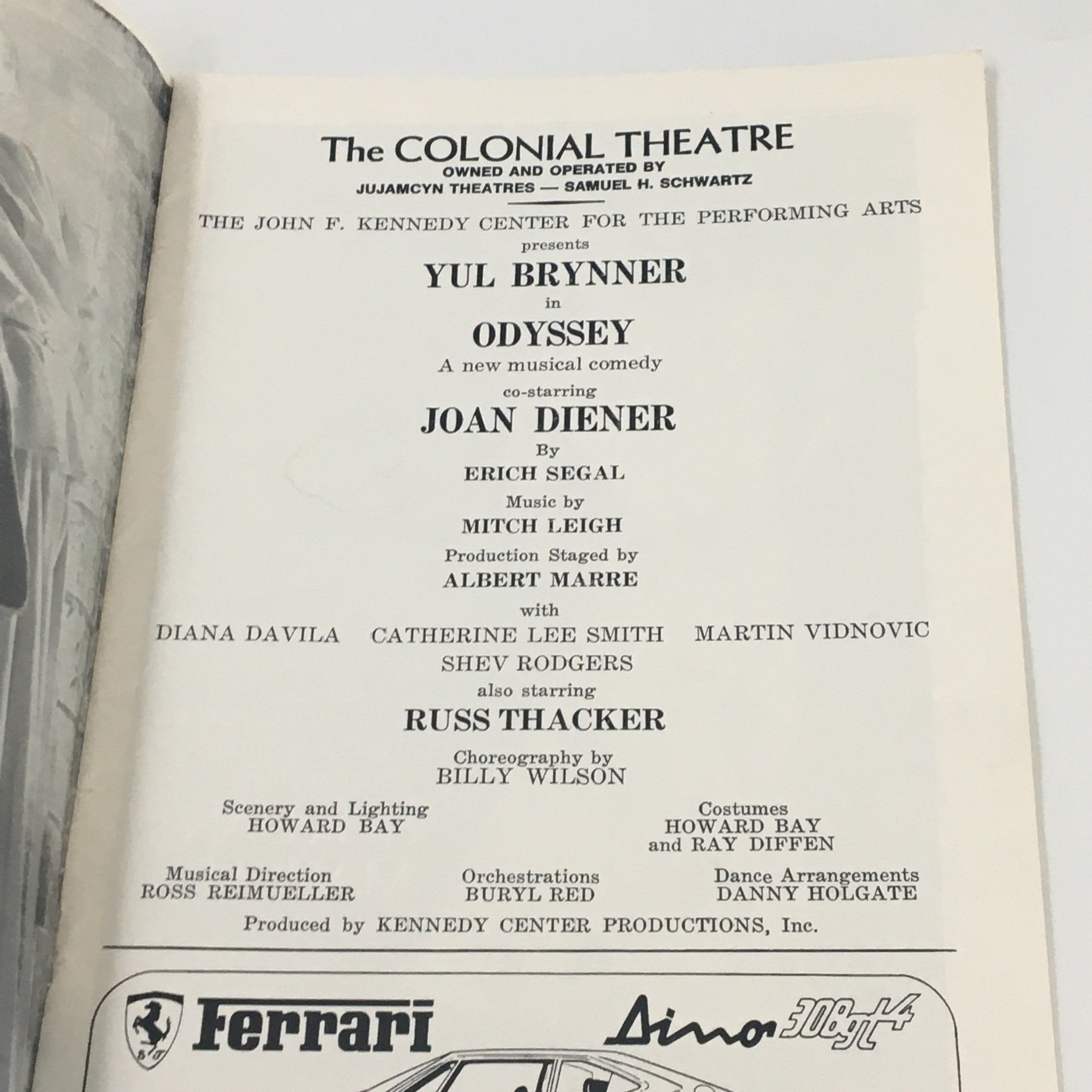 1975 Playbill The Colonial Theatre Yul Bryner in Odyssey by Erich Sagal