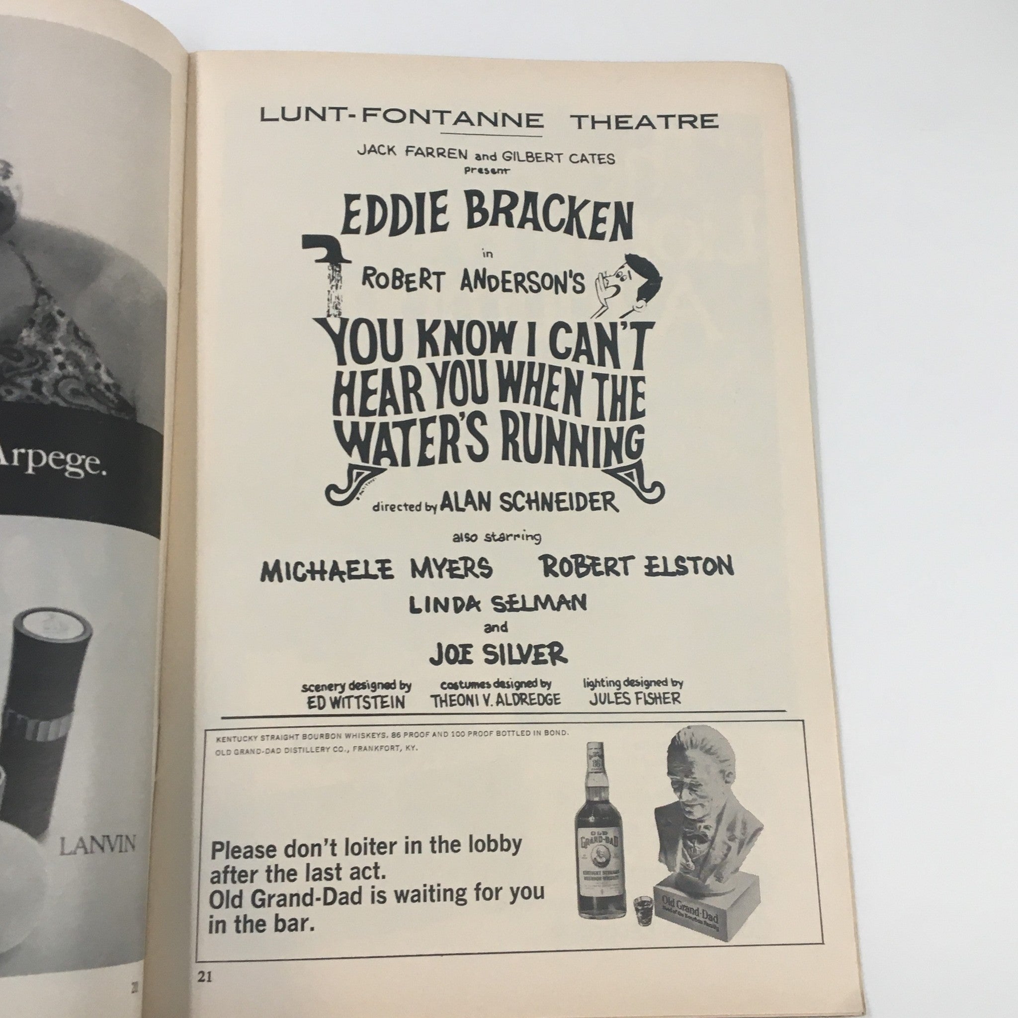 1968 Playbill Eddie Bracken You Know I Can't Hear You When The Water's Running