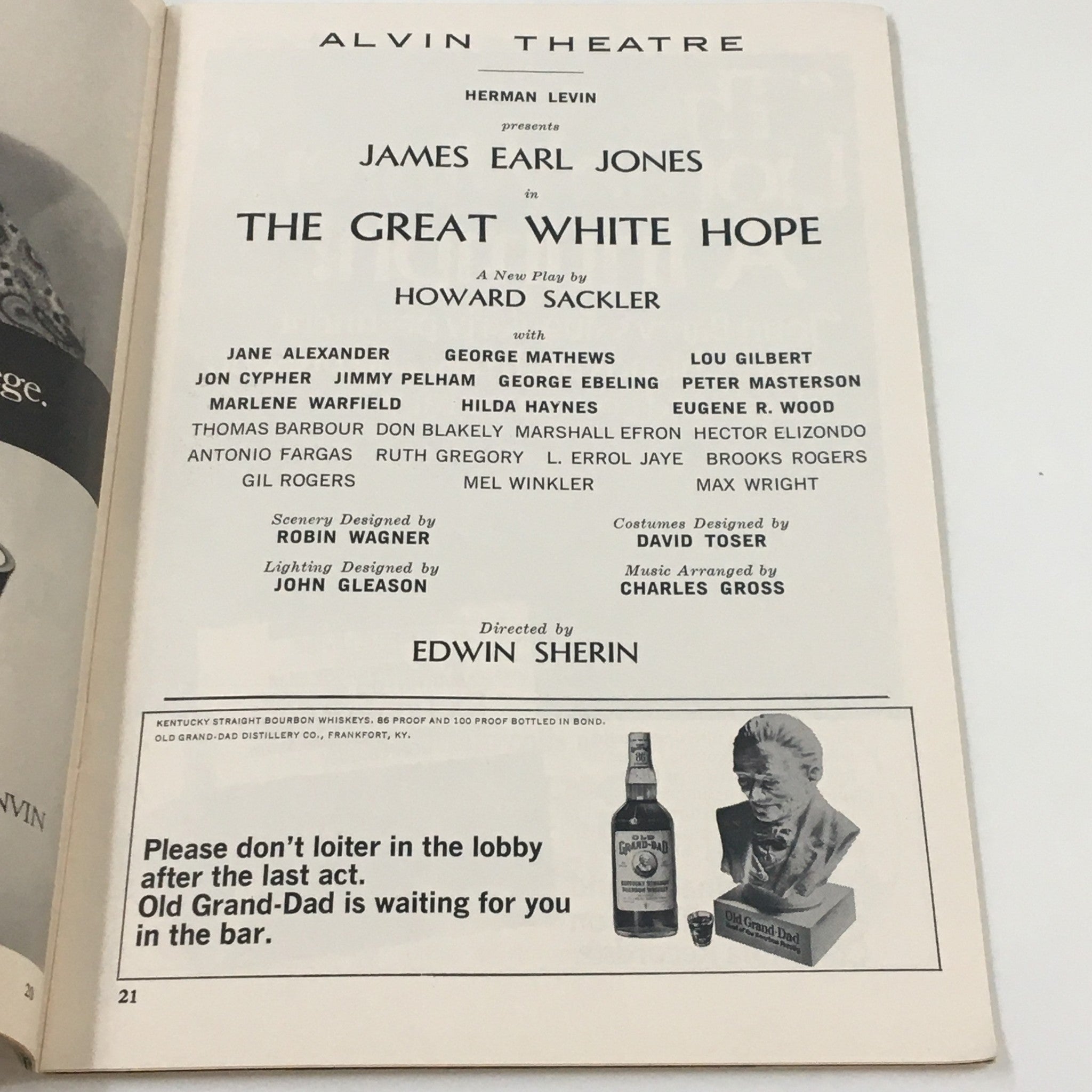 1968 Playbill Alvin Theatre James Earl Jones in The Great White Hope